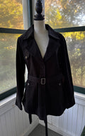 Greylin FiveSeventyFive Black Belted Trench Jacket — Size L NWT