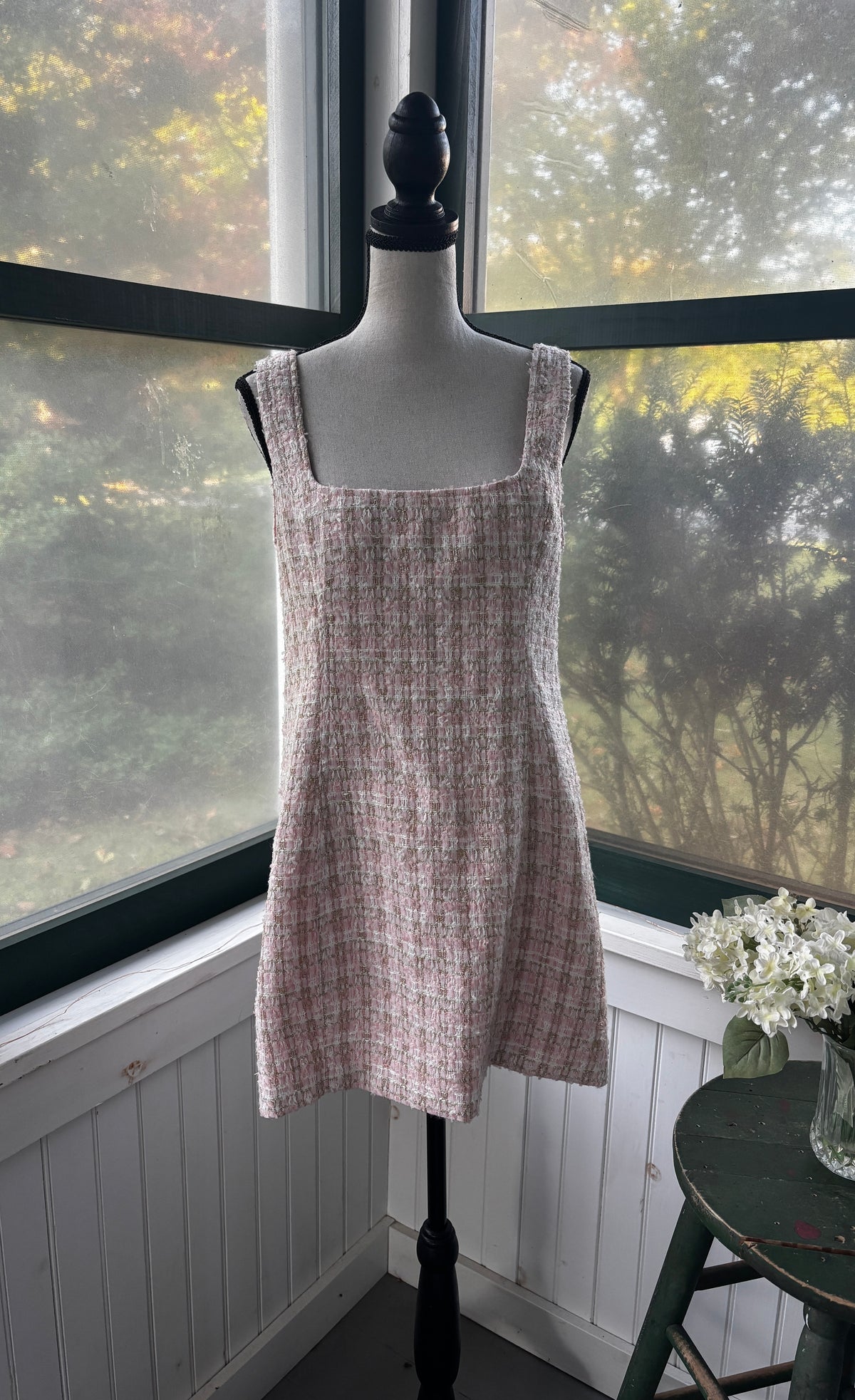 Rumored Blush Tweed Metallic Shift Dress — Size 12 NWT