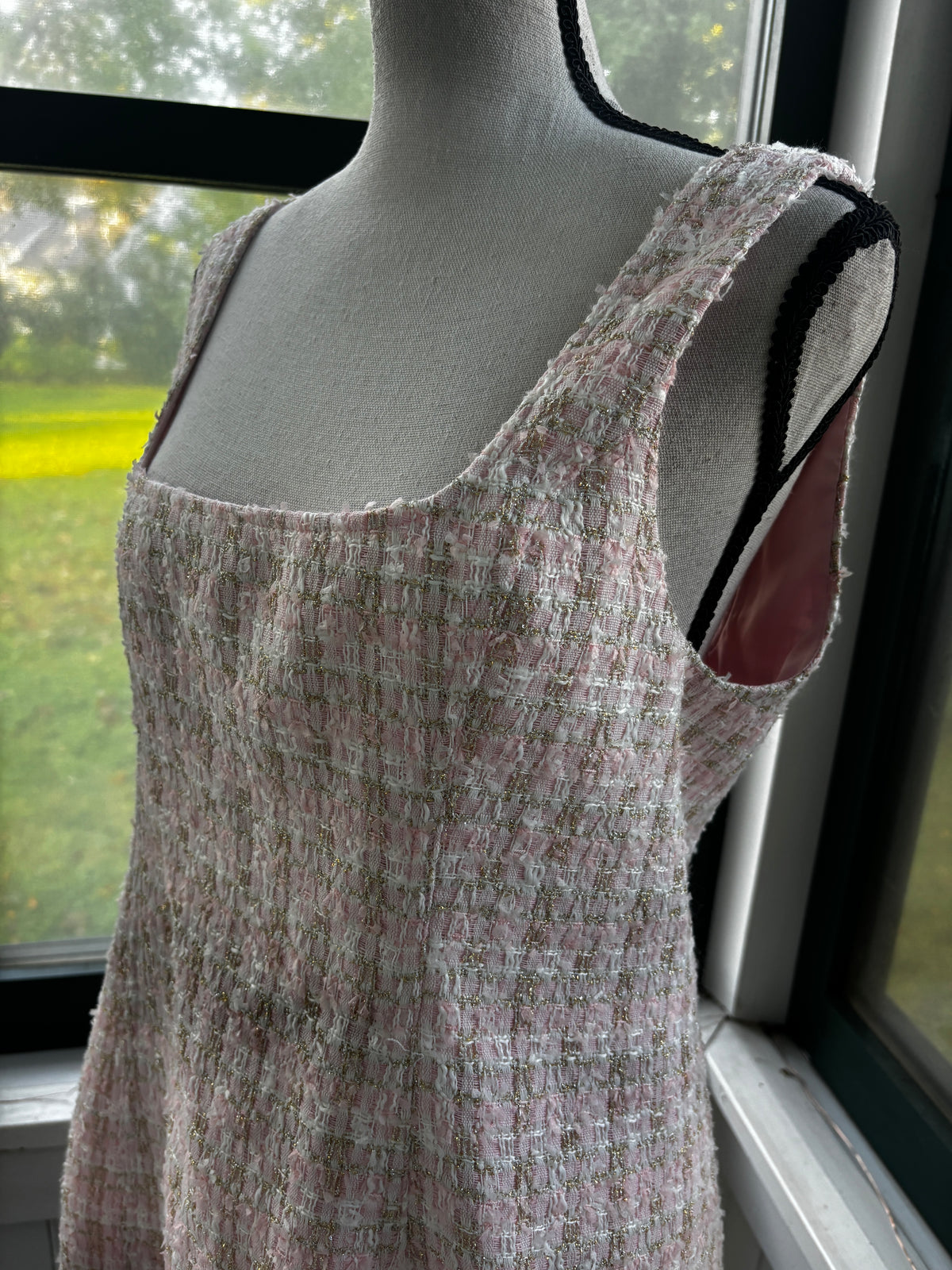 Rumored Blush Tweed Metallic Shift Dress — Size 12 NWT