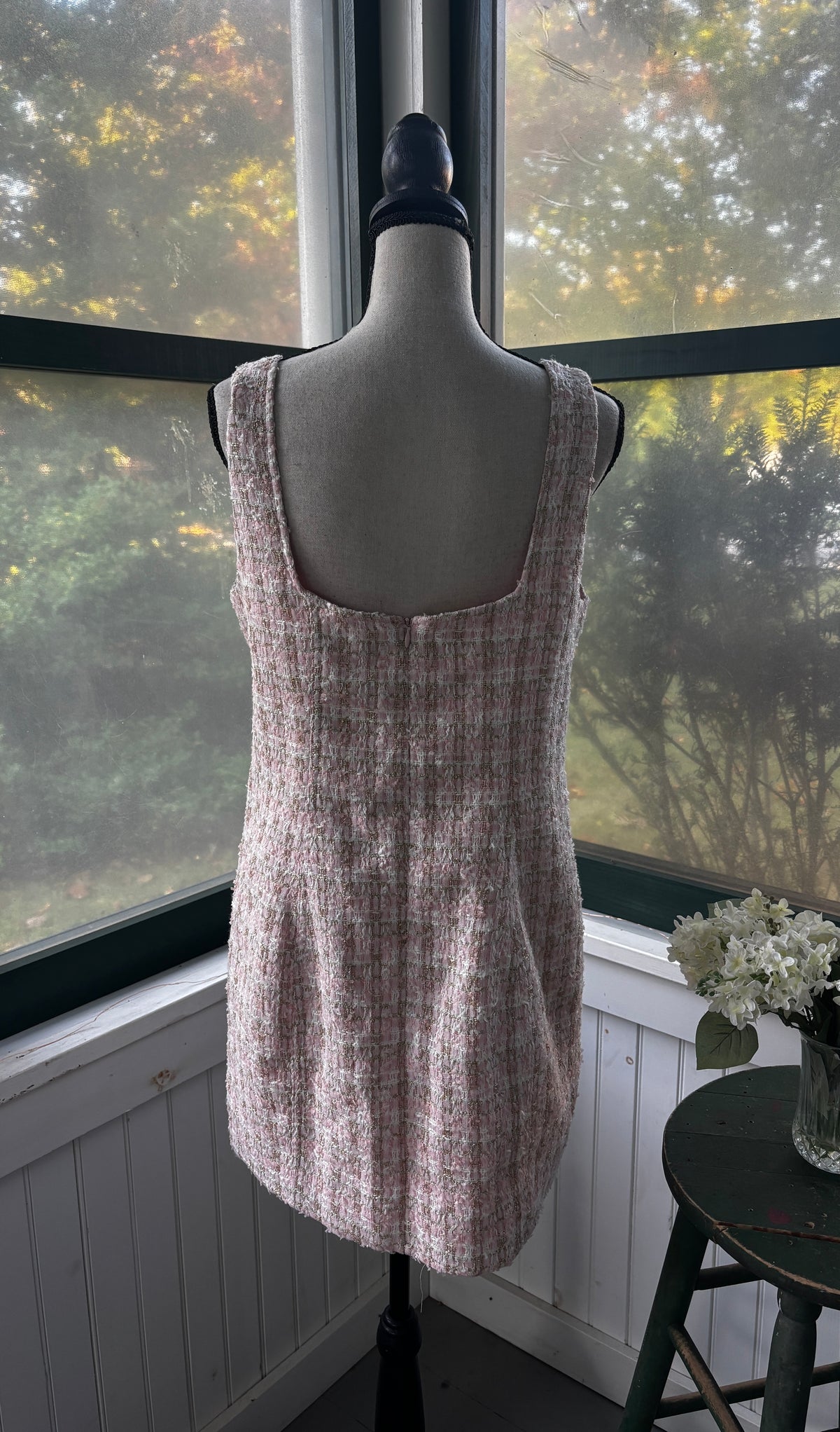 Rumored Blush Tweed Metallic Shift Dress — Size 12 NWT