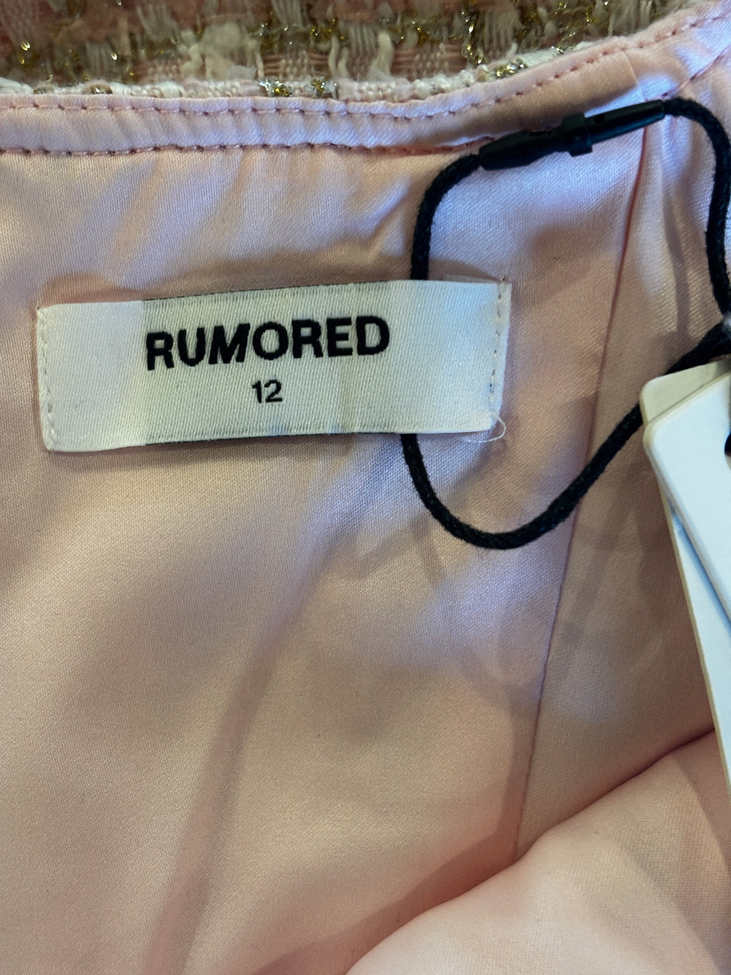 Rumored Blush Tweed Metallic Shift Dress — Size 12 NWT