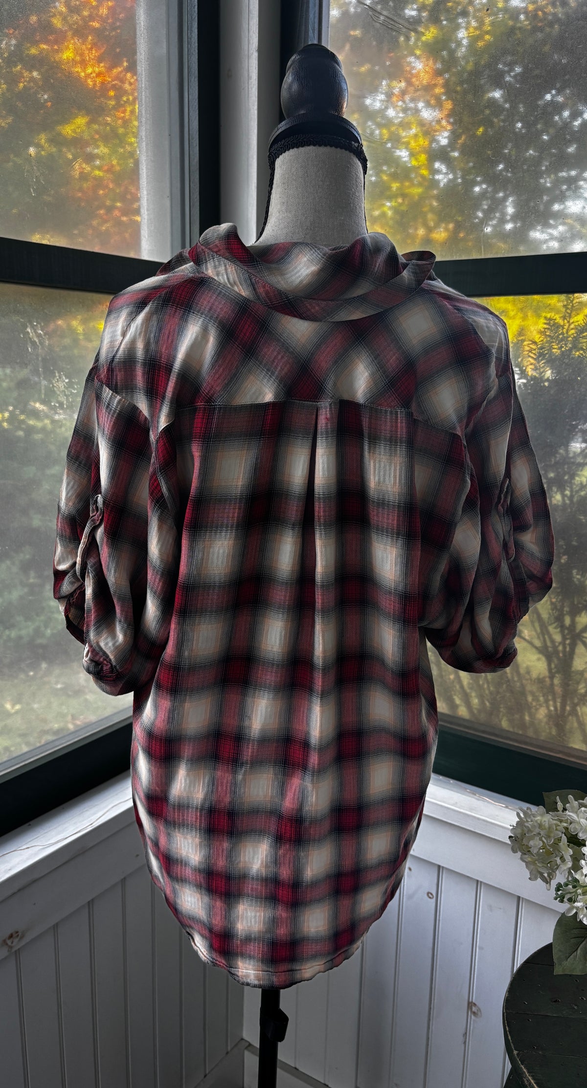 Vince Red Plaid Cotton Tunic XS Like New
