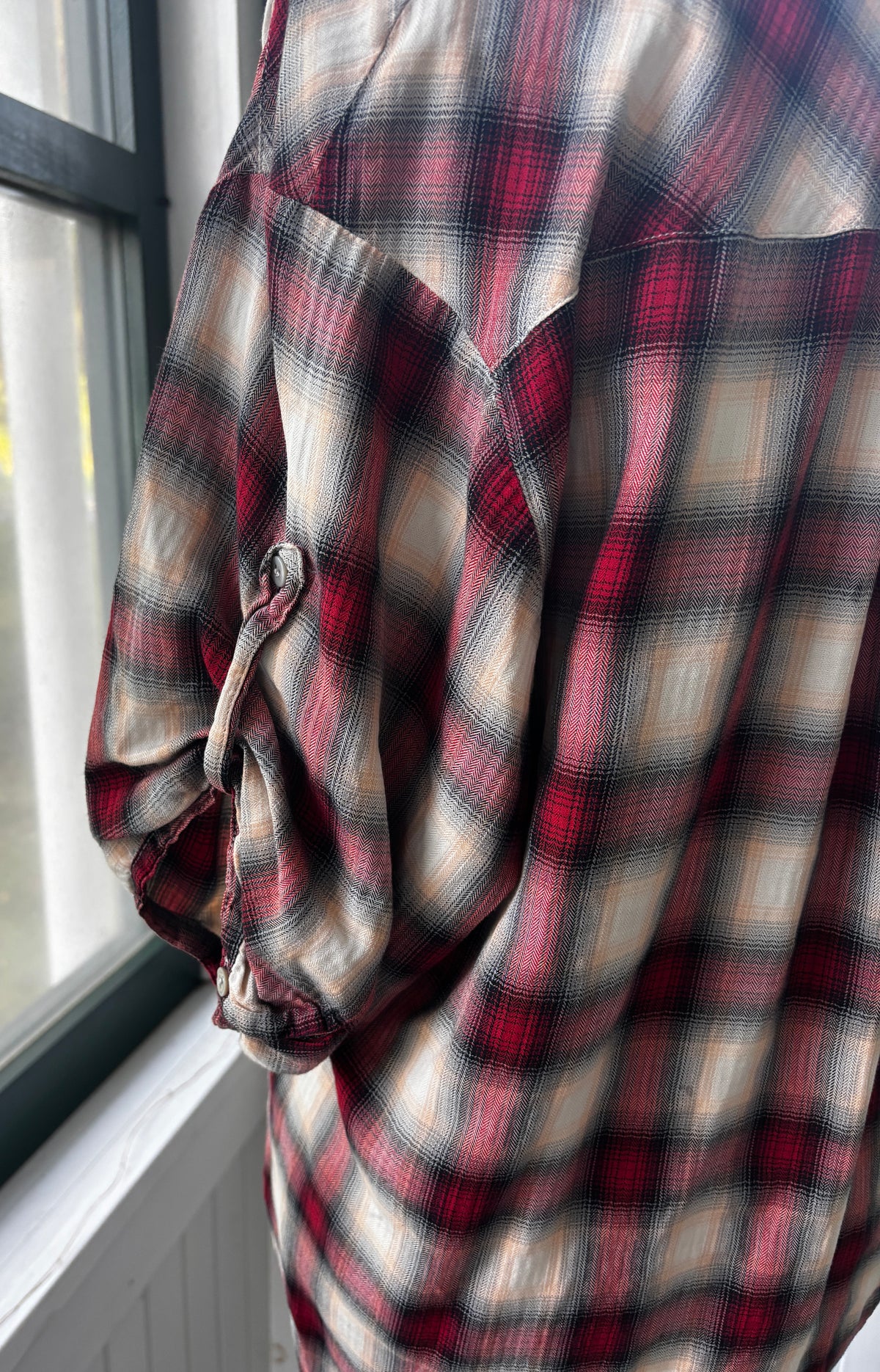 Vince Red Plaid Cotton Tunic XS Like New