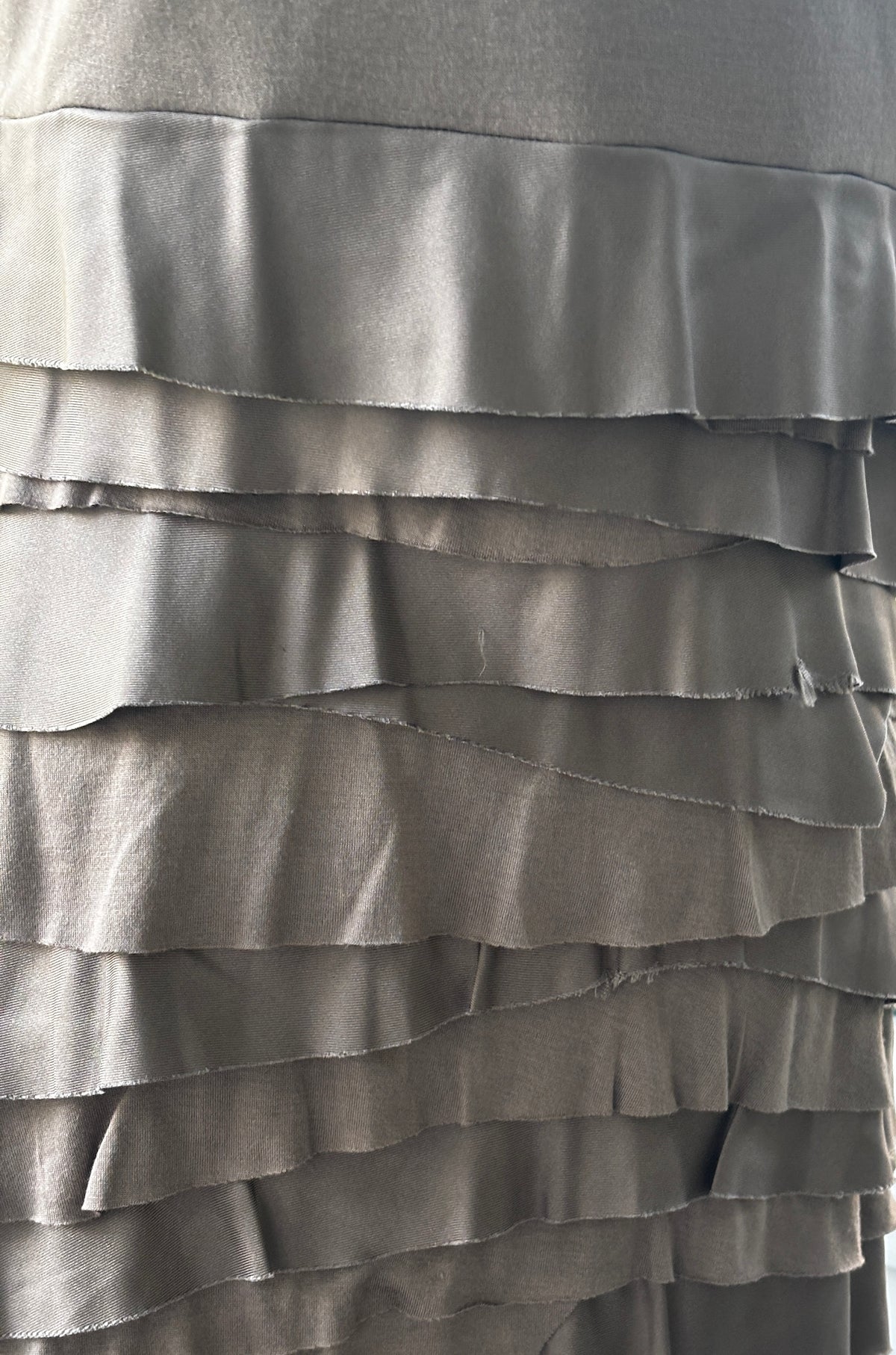 Kenneth Cole Taupe Ruffle Dress Large NWT