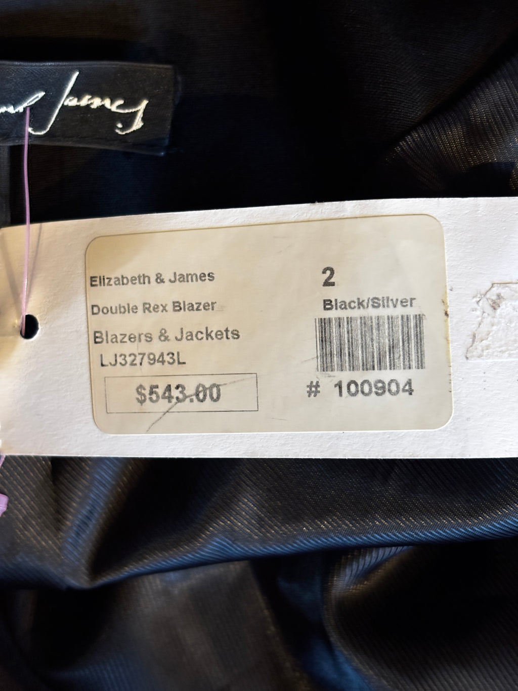 Elizabeth and James Black Silver Blazer Size 2 NWT