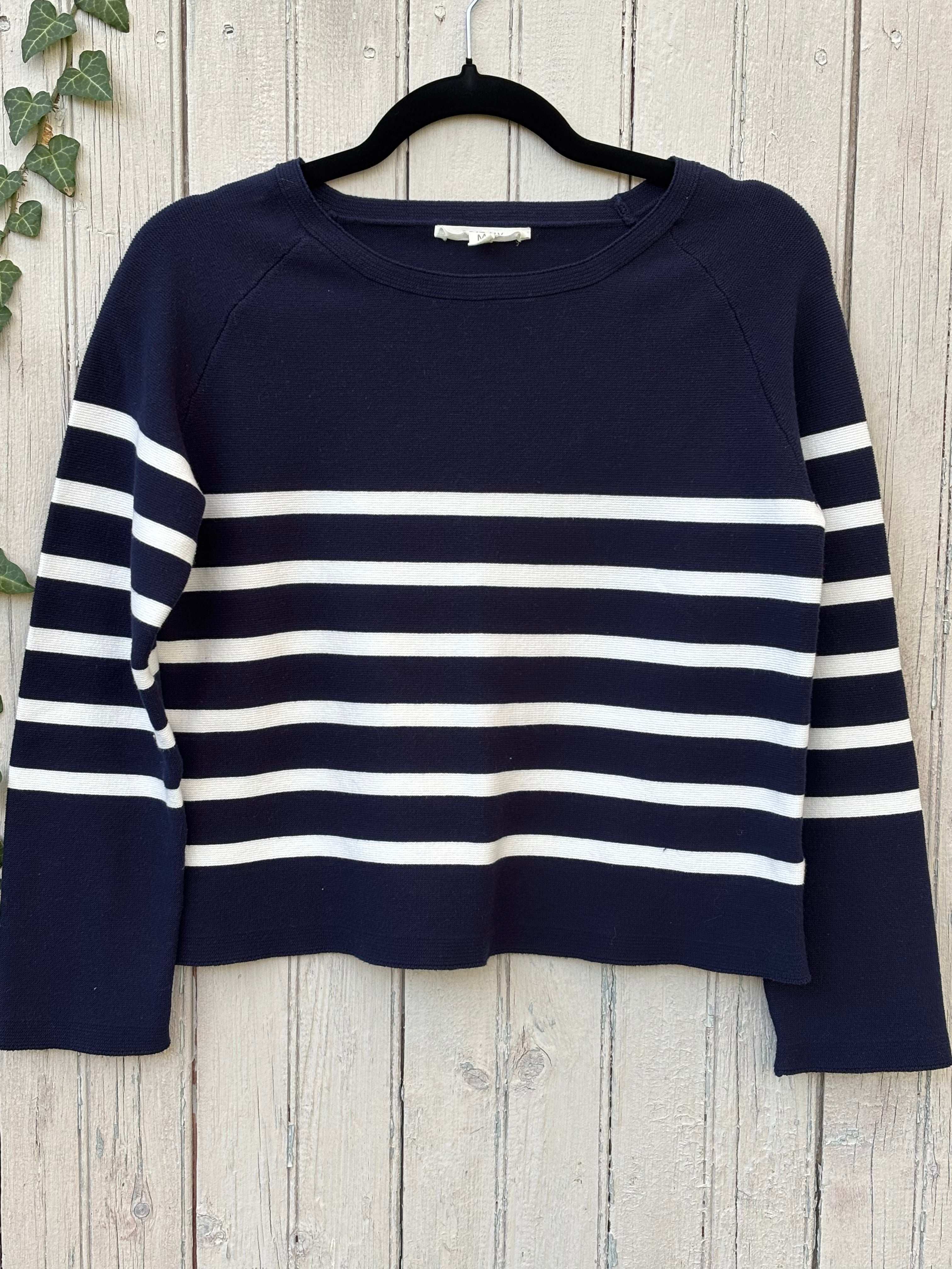 Striped Cotton Sweater, Size Medium