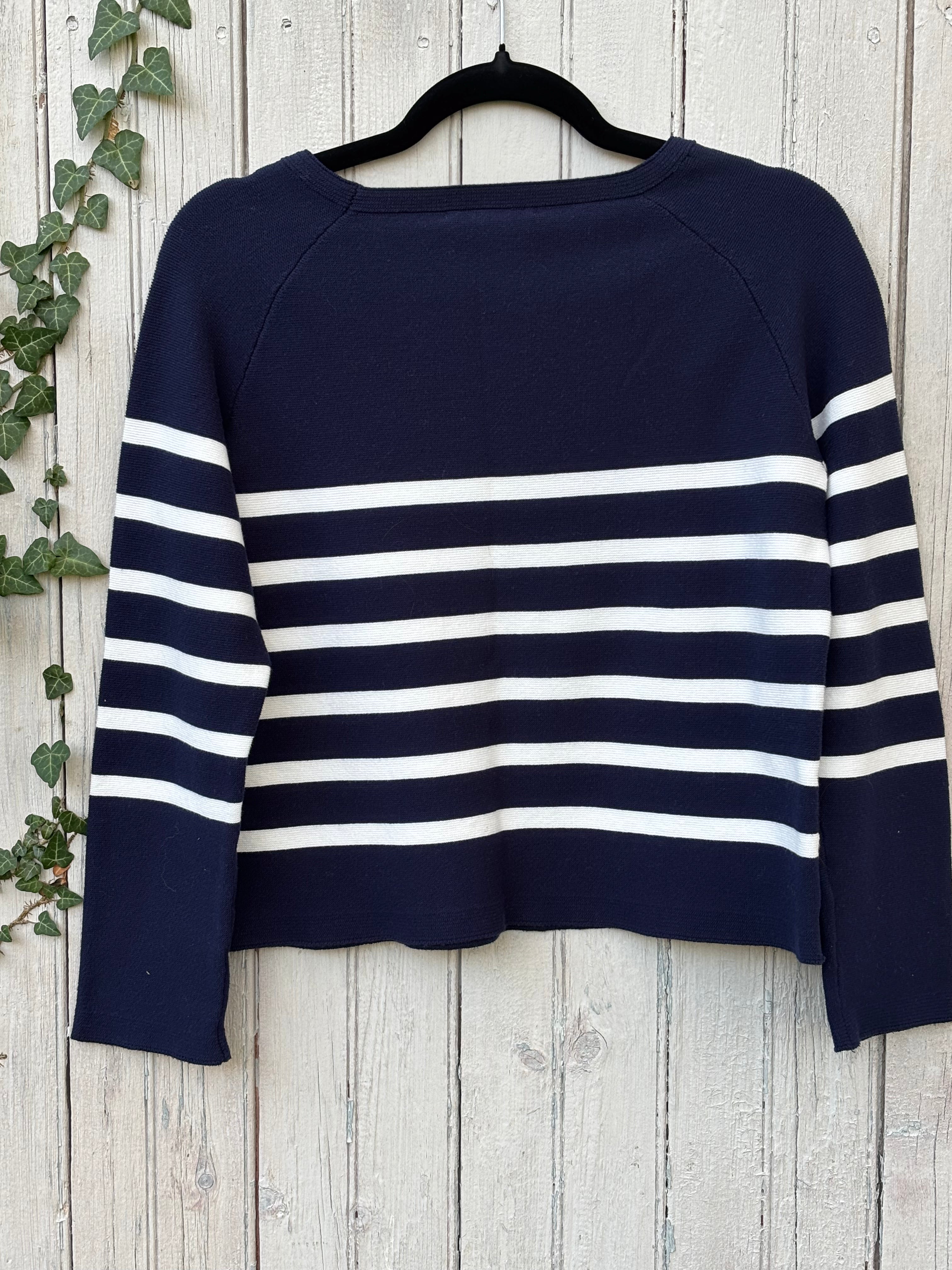 Striped Cotton Sweater, Size Medium