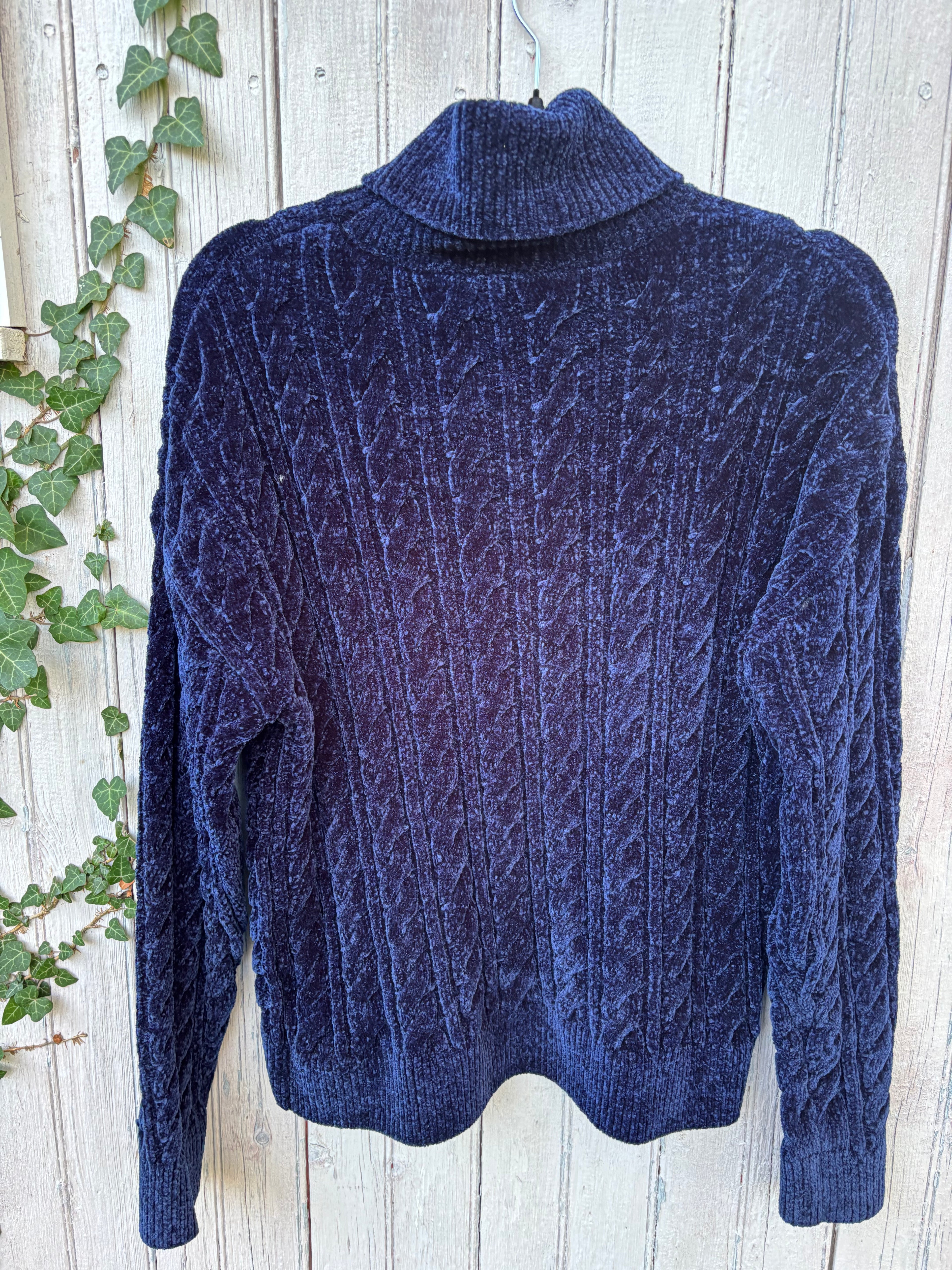 Velour Turtle Neck Sweater, Size Medium