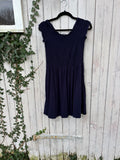 Venus dark blue scoop neck mini dress front view fitted top flirty bottom pre-loved dresses Sassy and Chic