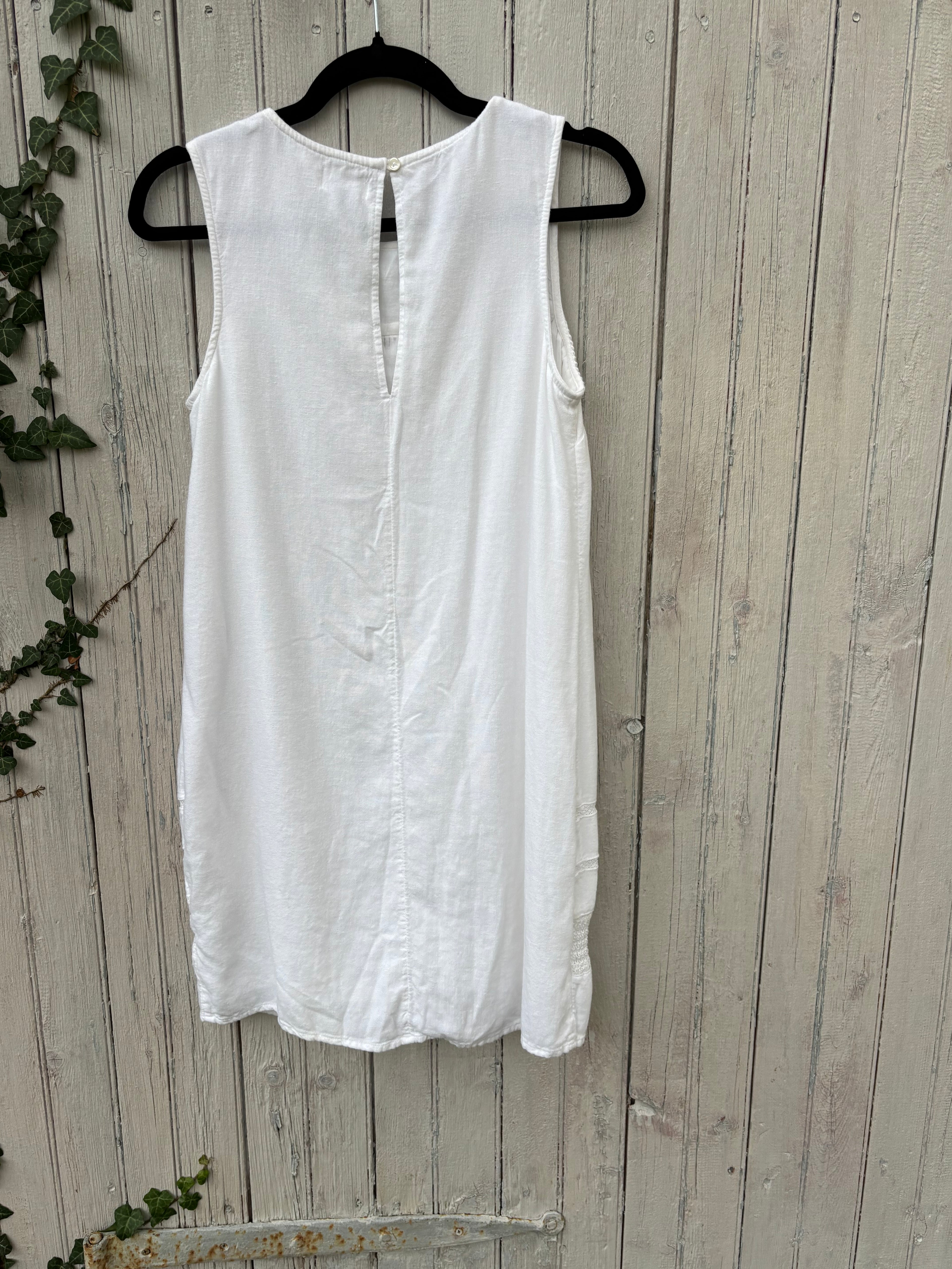 Old Navy white sleeveless mini dress back view thrifted dresses like new Sassy and Chic