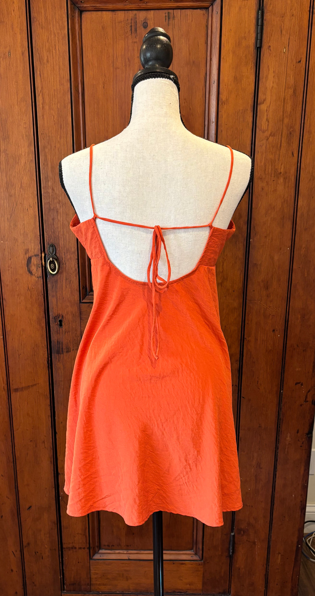 Madewell bold orange mini dress back view adorable tie back detail pre-loved dresses Sassy and Chic