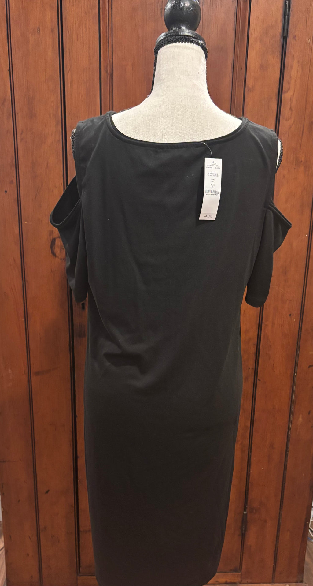 WHBM black midi dress back view thrifted dresses brand new with tags Sassy and Chic