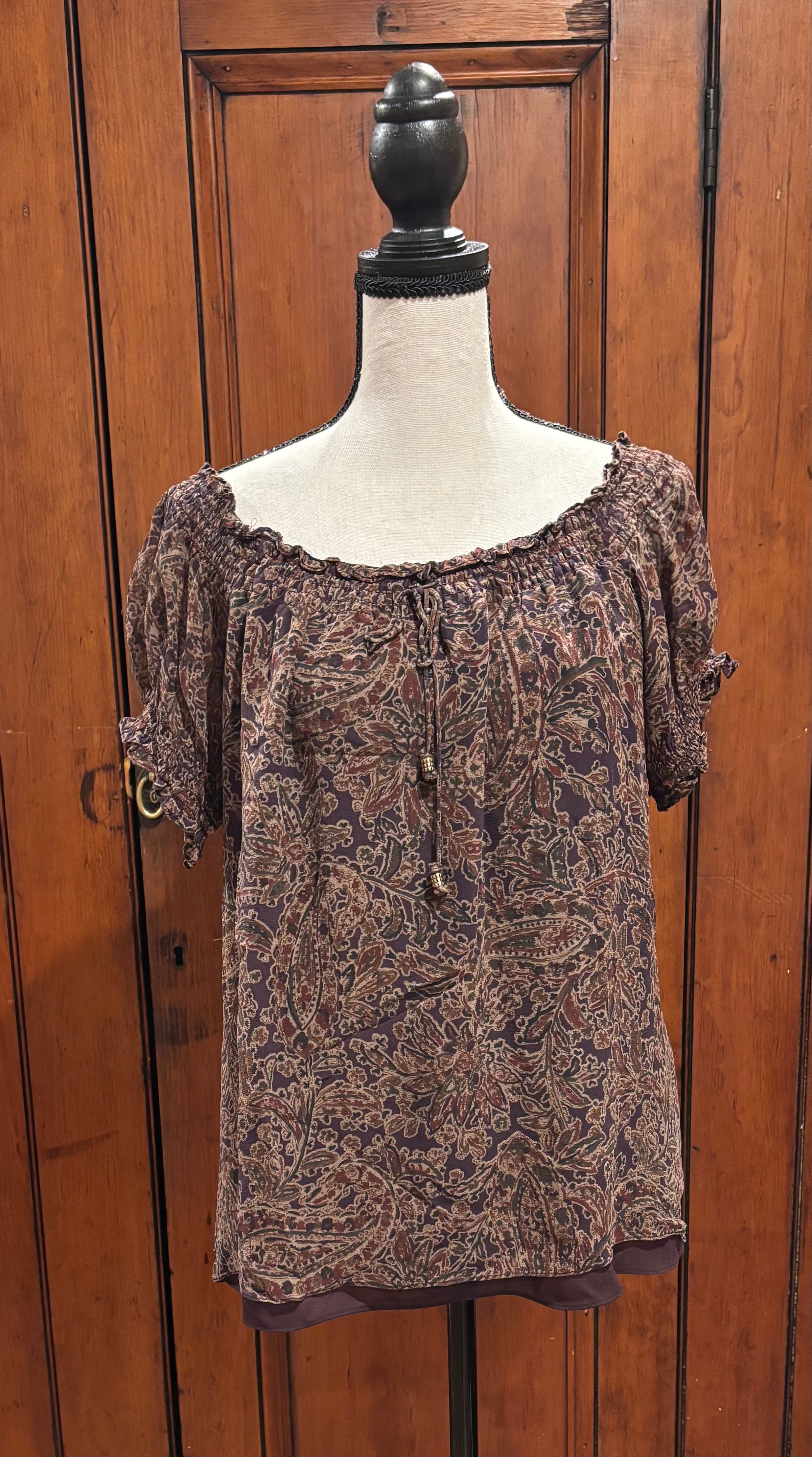 Lauren by Ralph Lauren Short Sleeve Blouse, Size Extra Large