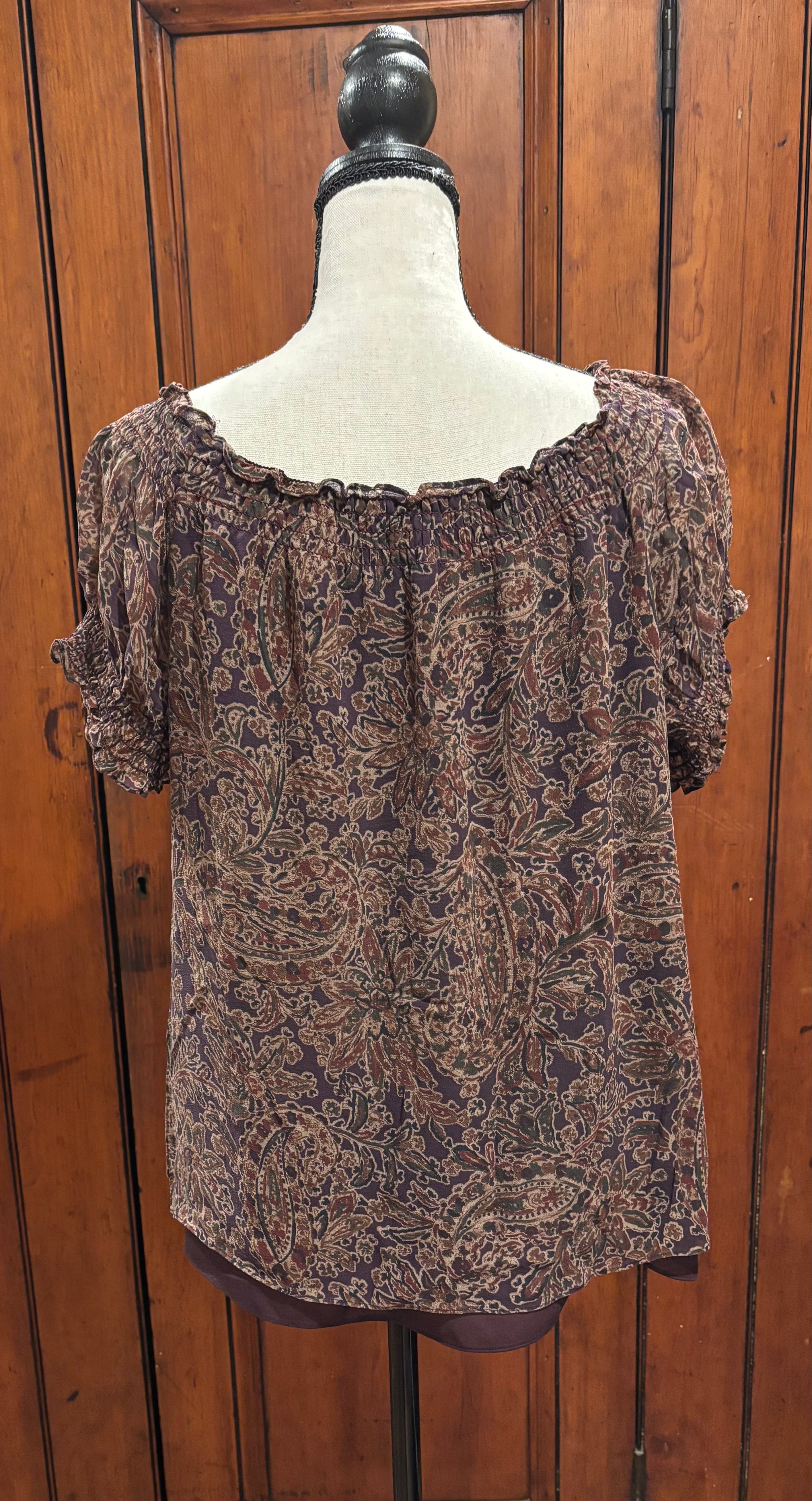 Lauren by Ralph Lauren Short Sleeve Blouse, Size Extra Large