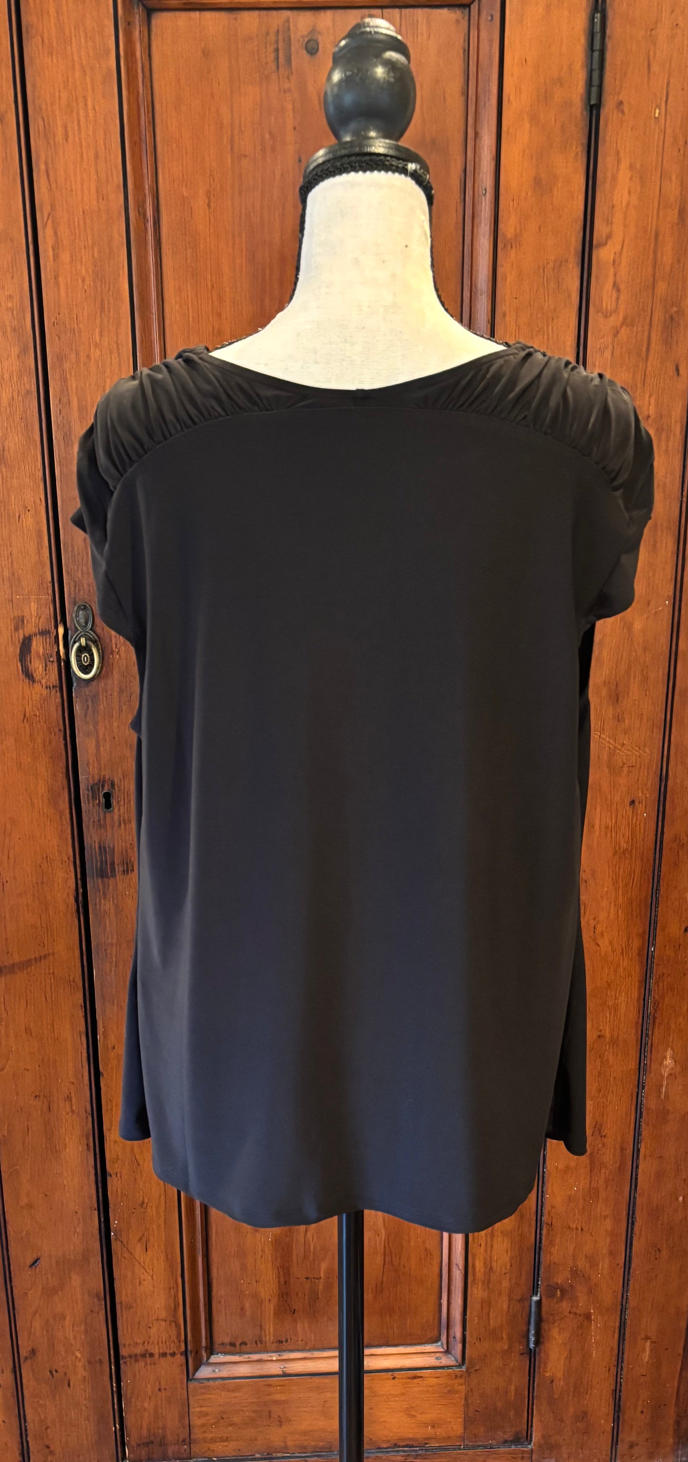 White House Black Market Short Sleeve Blouse, Size Large