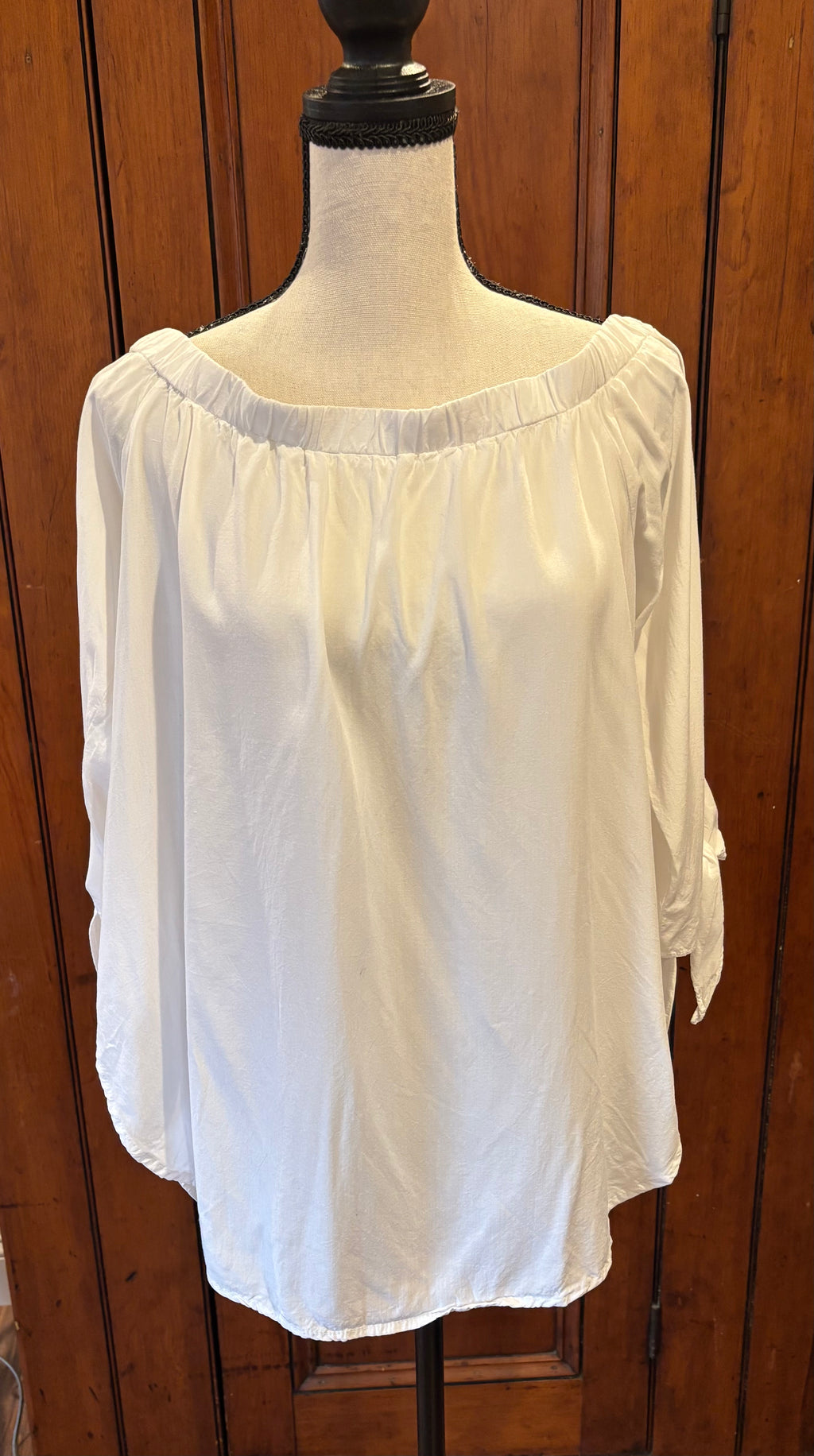 White Off-the-Shoulder Blouse, Size Medium