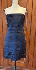 BCBG navy strapless mini cocktail dress front view bold silhouette pre-owned designer cocktail dresses Sassy and Chic