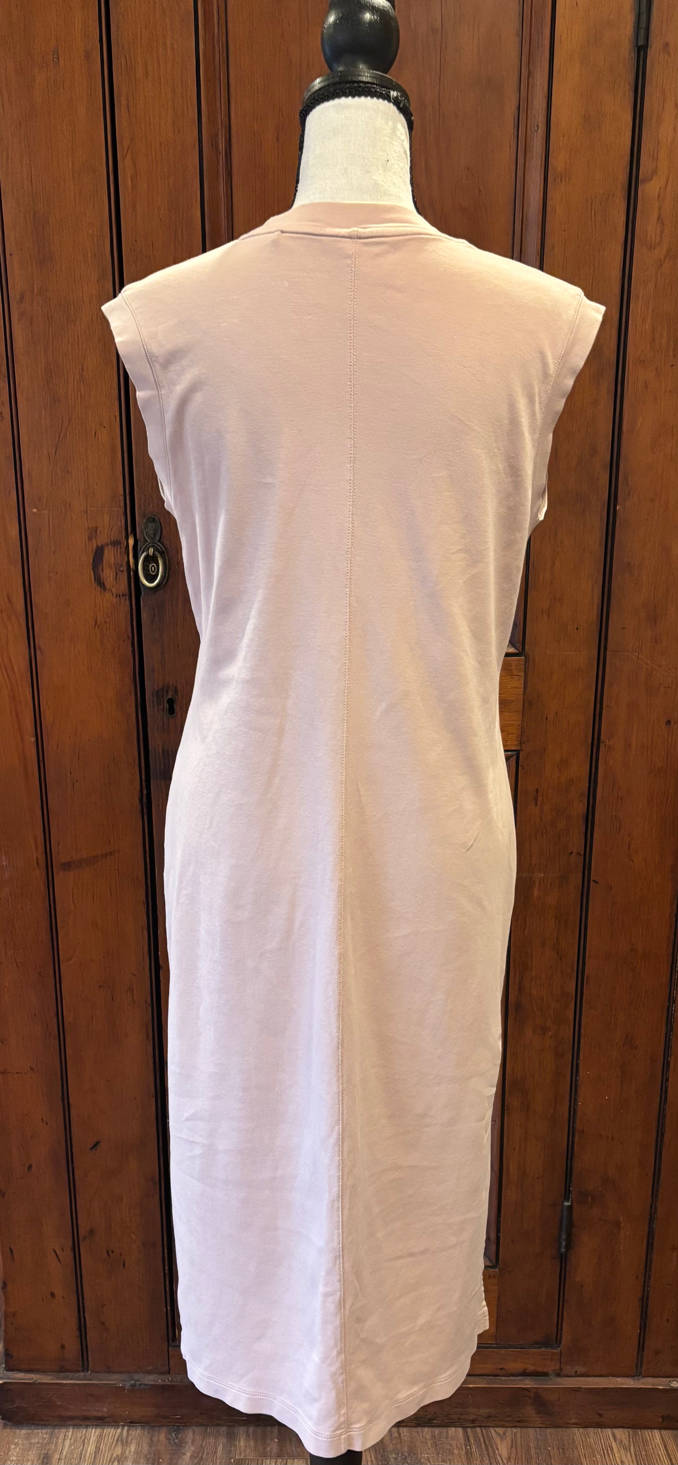 MM LaFleur dusty pink sleeveless midi dress back view pre-owned designer dresses like new Sassy and Chic
