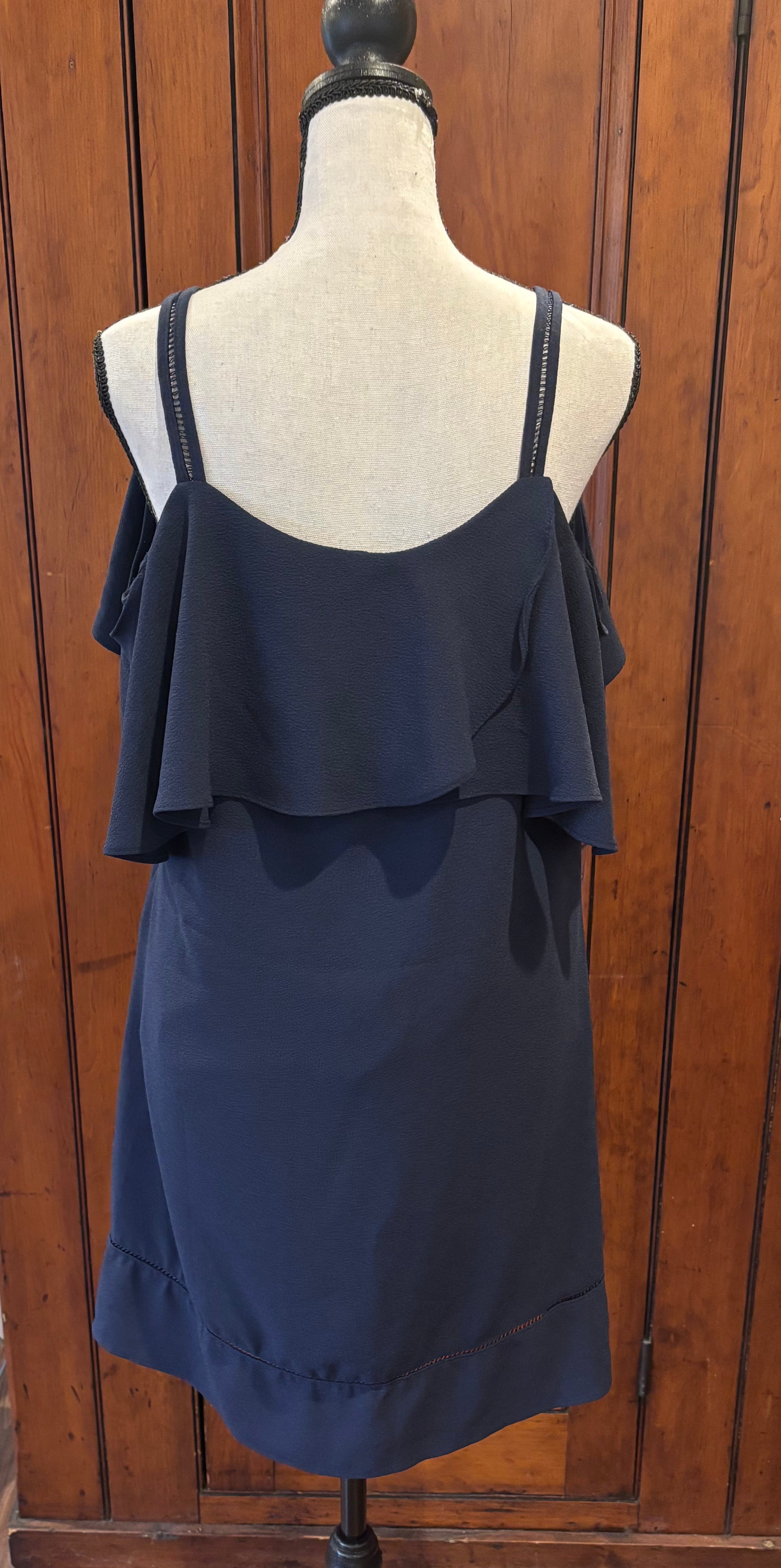Maggie London navy spaghetti strap mini dress back view secondhand like new dresses Sassy and Chic
