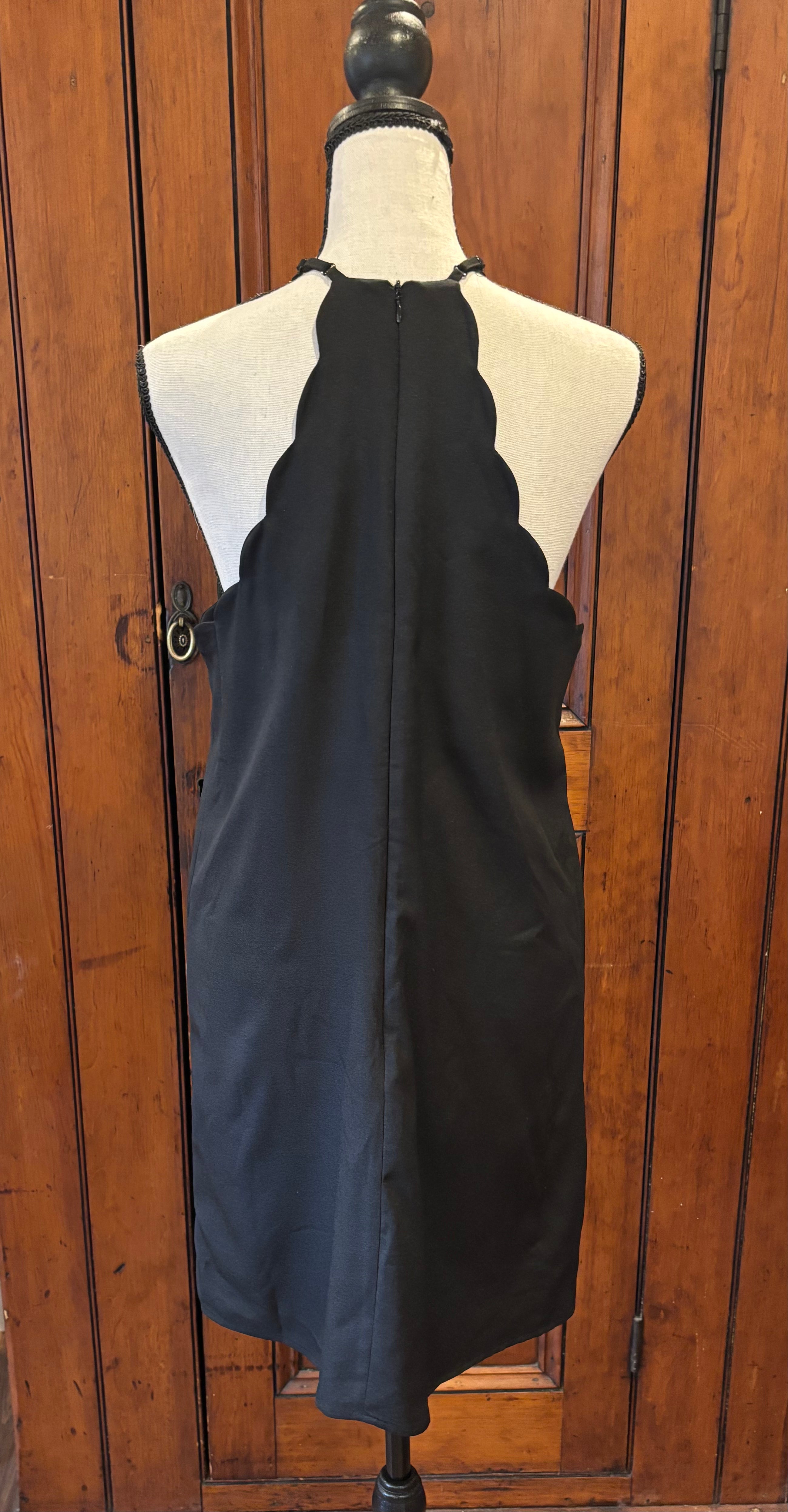 Lulus black spaghetti strap mini dress back view pre-loved dresses like new Sassy and Chic