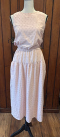 Splendid light pink gold embellished midi dress front view sleeveless pockets thrifted dresses Sassy and Chic