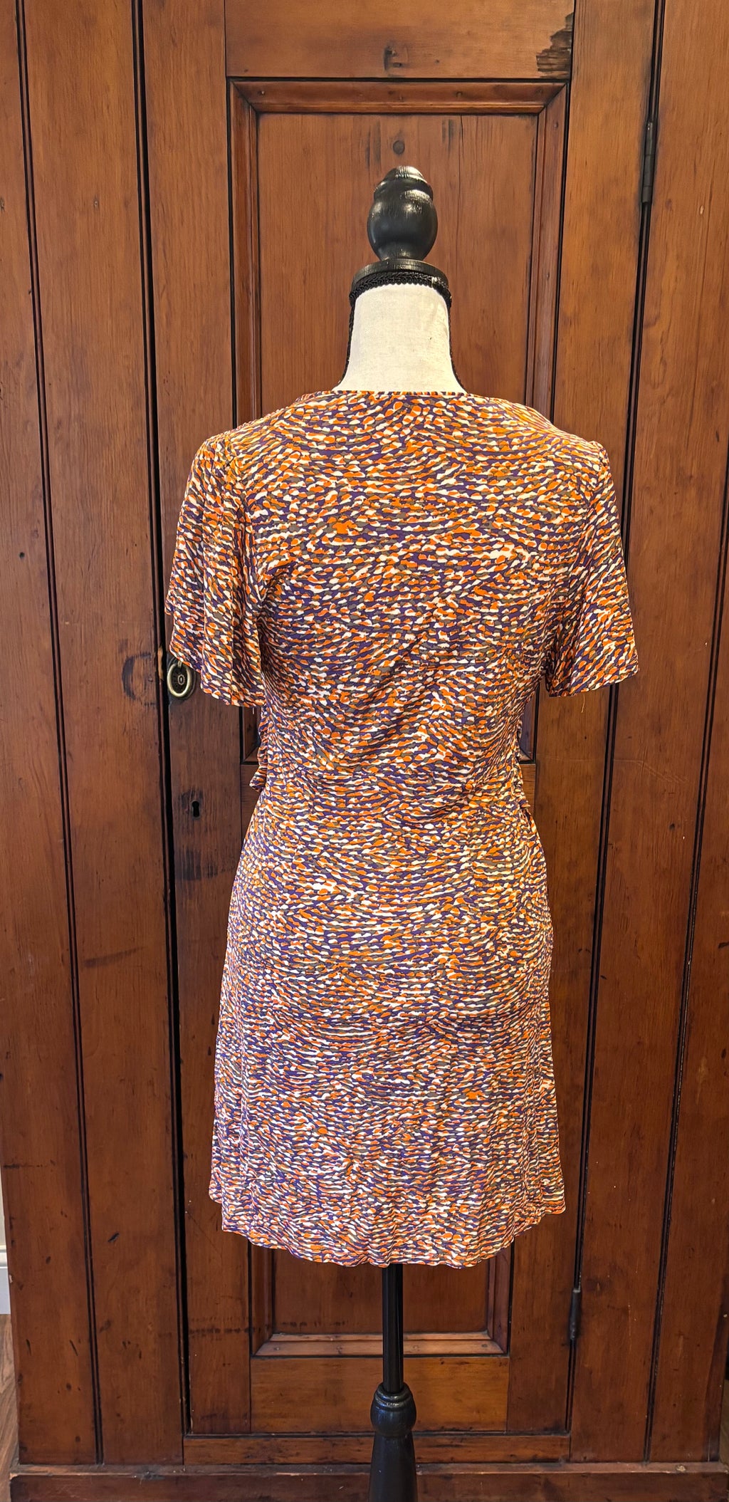 Nanette Lepore multicolor print mini dress back view pre-owned designer dresses like new Sassy and Chic