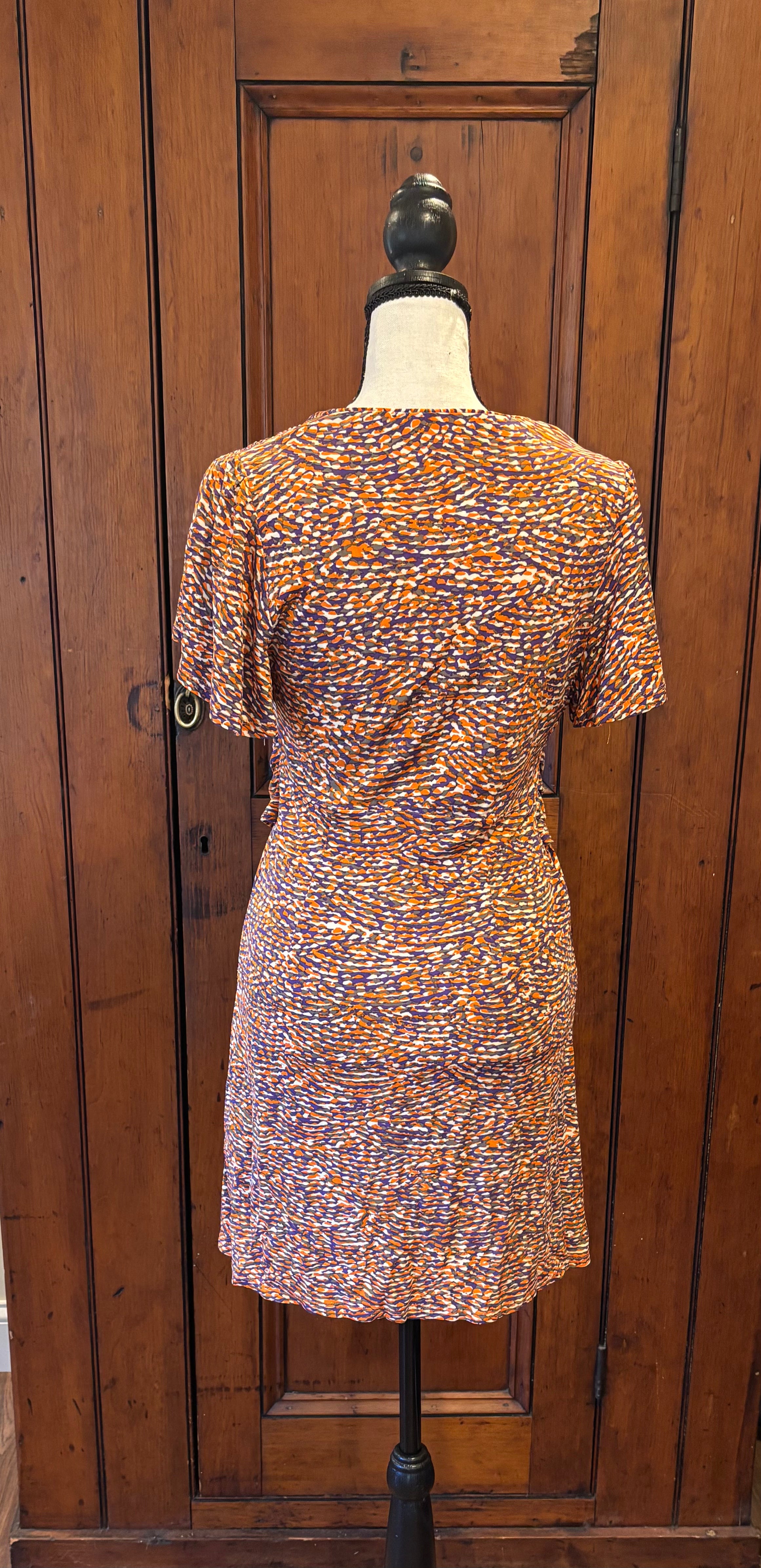 Nanette Lepore multicolor print mini dress back view pre-owned designer dresses like new Sassy and Chic