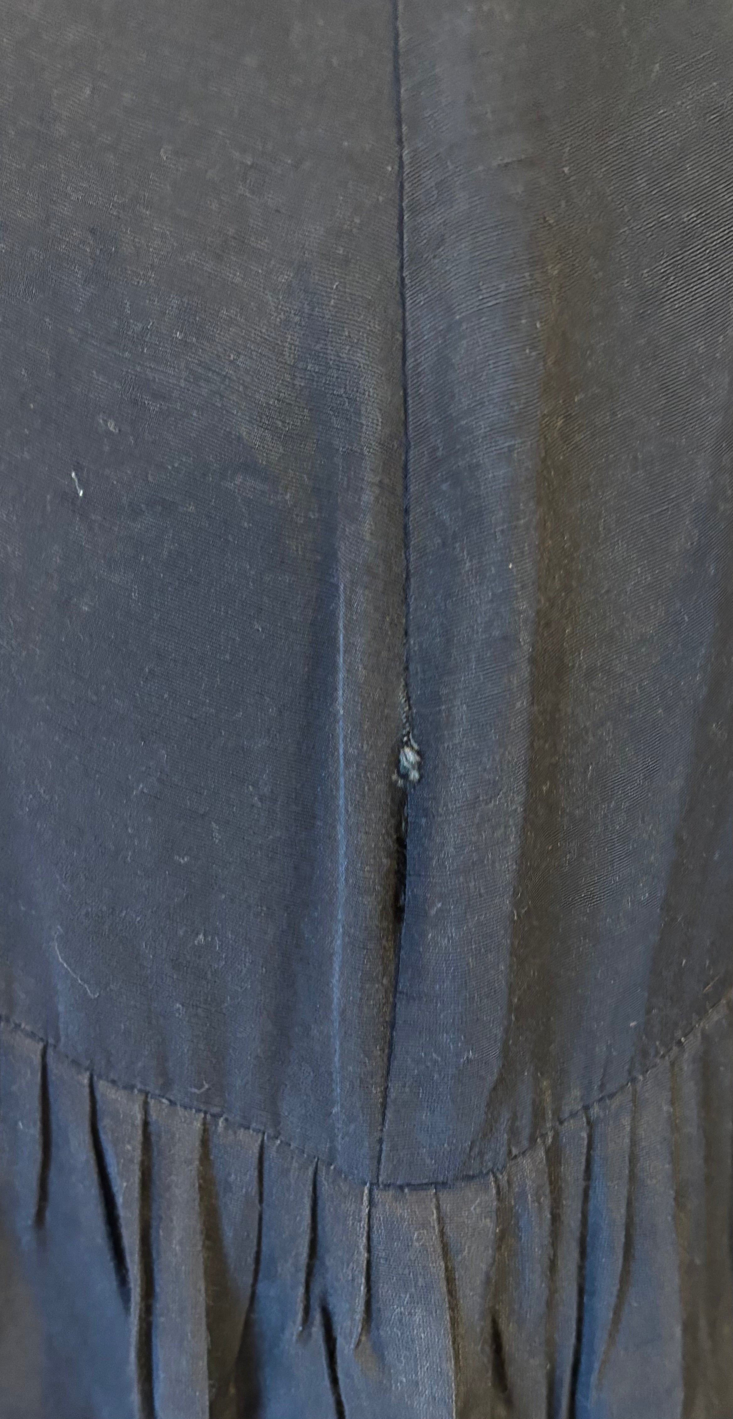 Maggy London black short sleeve dress detail close up minor seam repair ruffle as described Sassy and Chic