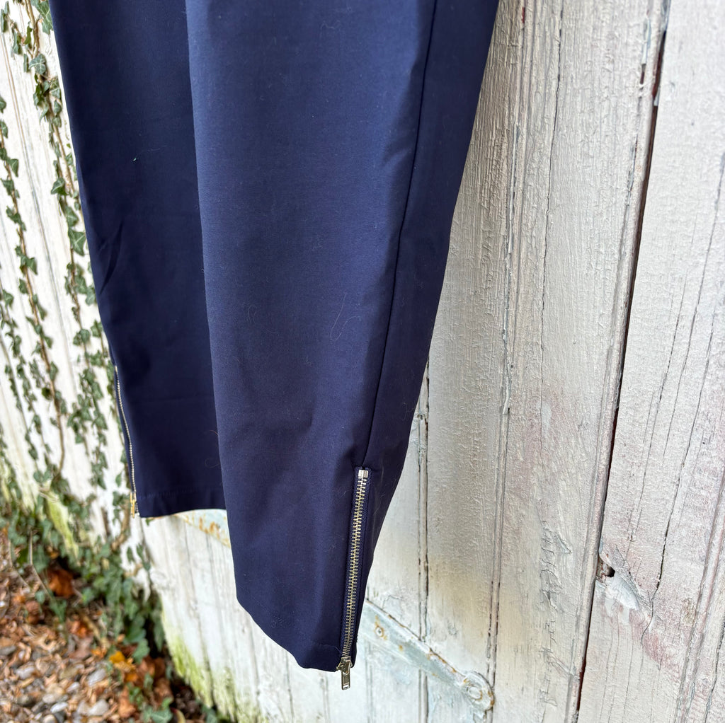 TOBI navy blue strapless jumpsuit detail close up cool zipper details sleek navy hue Sassy and Chic