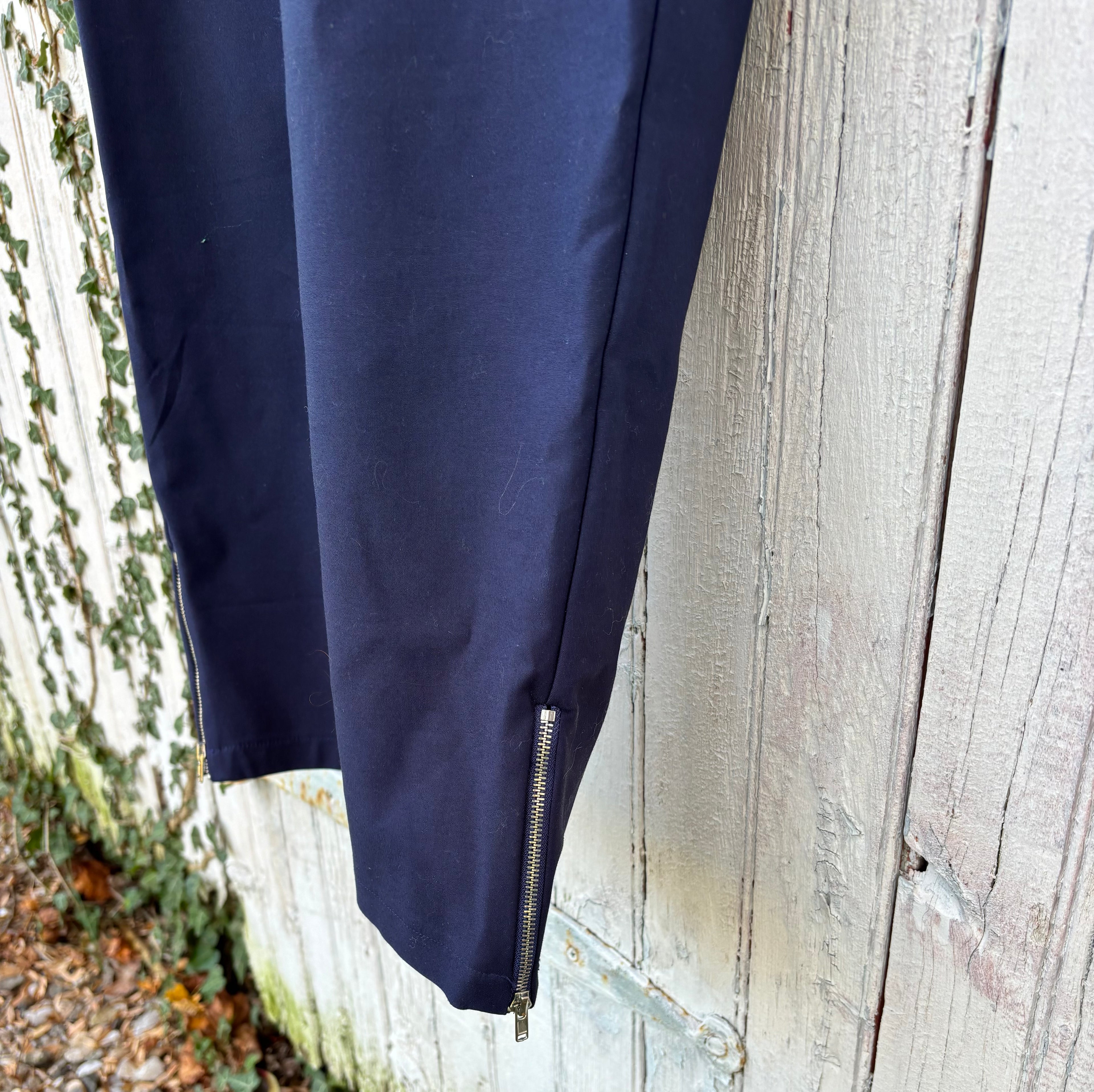 TOBI navy blue strapless jumpsuit detail close up cool zipper details sleek navy hue Sassy and Chic