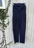 TOBI navy blue strapless jumpsuit front view zipper details secondhand like new jumpsuits Sassy and Chic