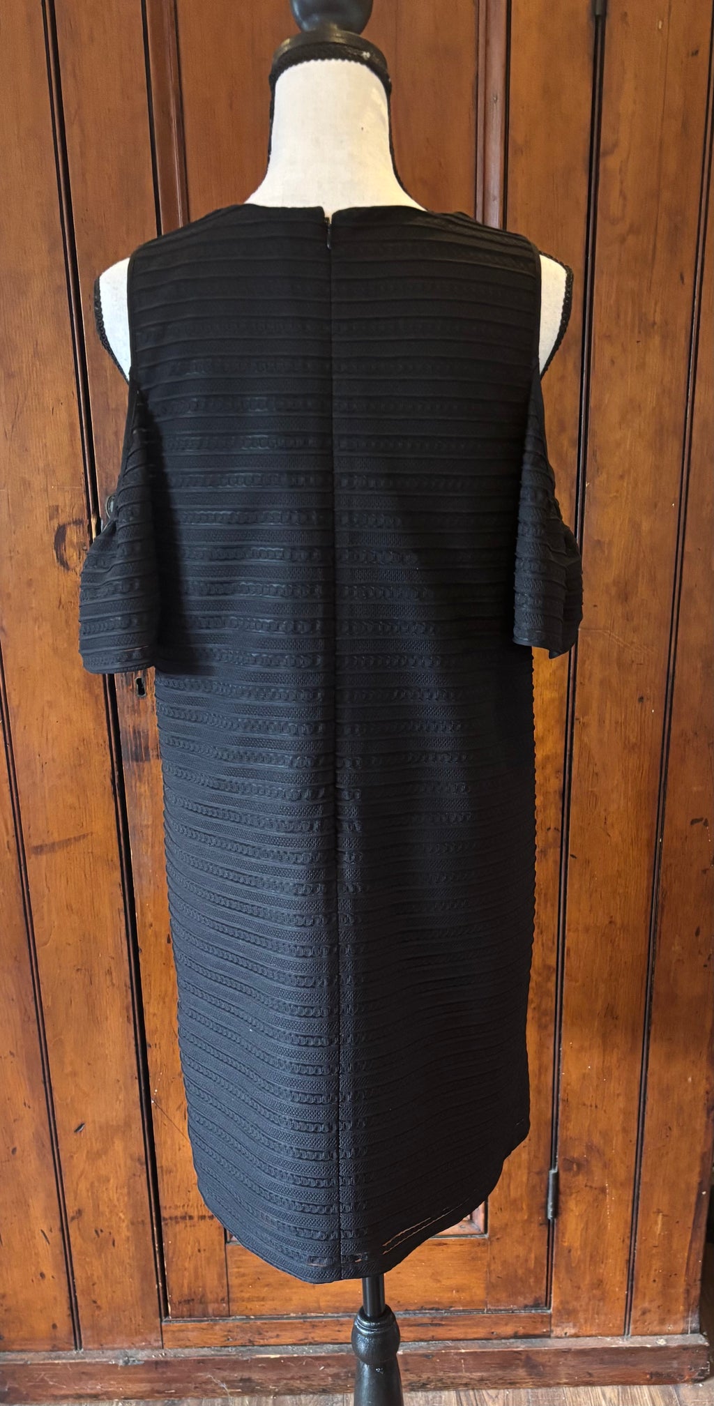 Cynthia Steffe black short sleeve dress back view pre-loved dresses like new Sassy and Chic