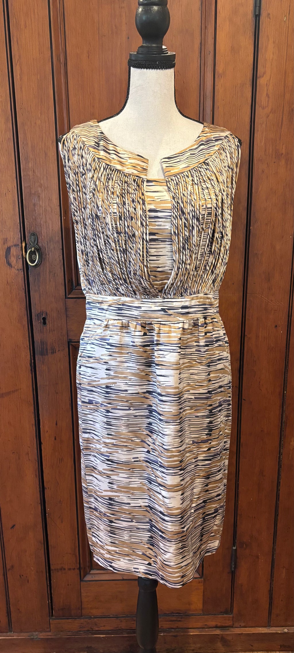 Etcetera multicolor textured sleeveless dress front view knee length thrifted designer dresses Sassy and Chi