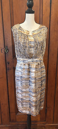 Etcetera multicolor textured sleeveless dress front view knee length thrifted designer dresses Sassy and Chi