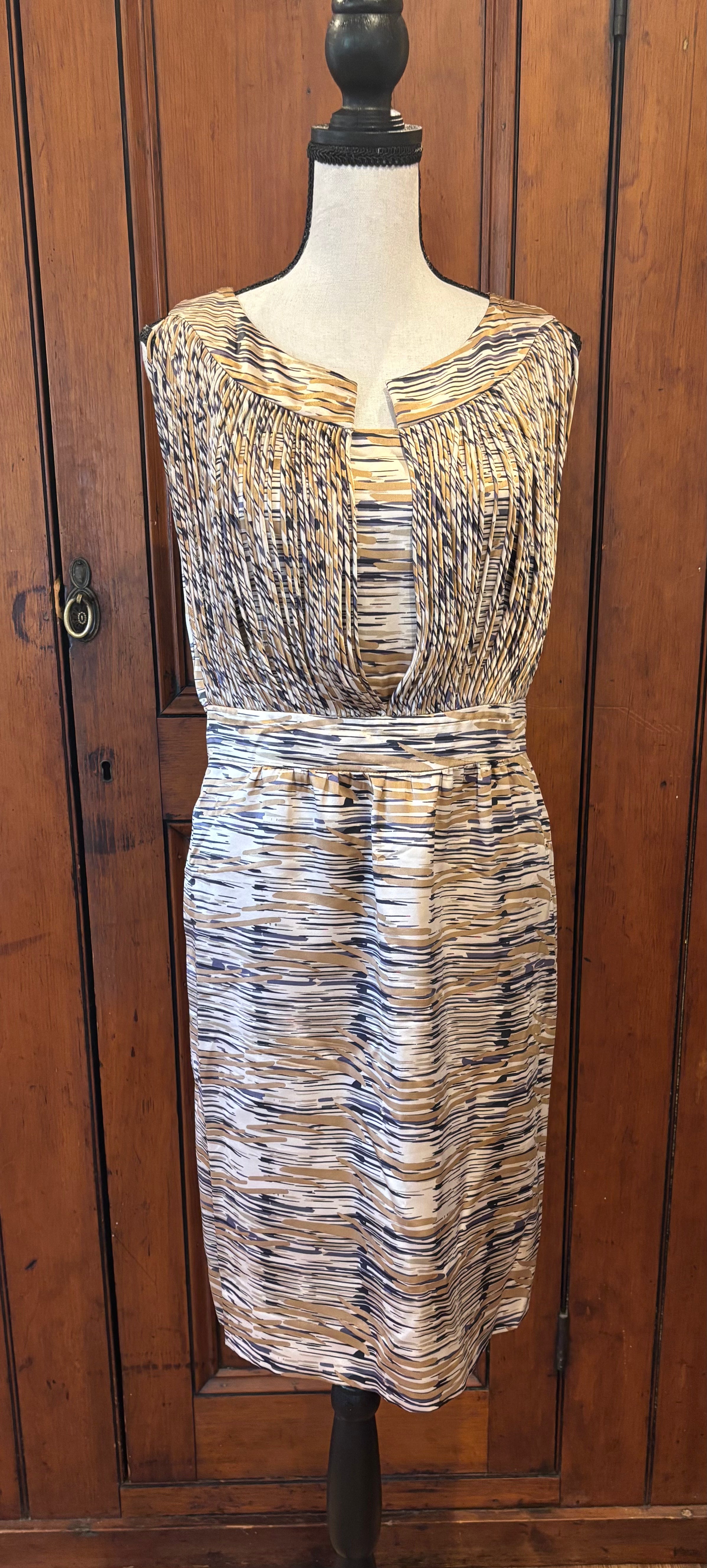Etcetera multicolor textured sleeveless dress front view knee length thrifted designer dresses Sassy and Chi