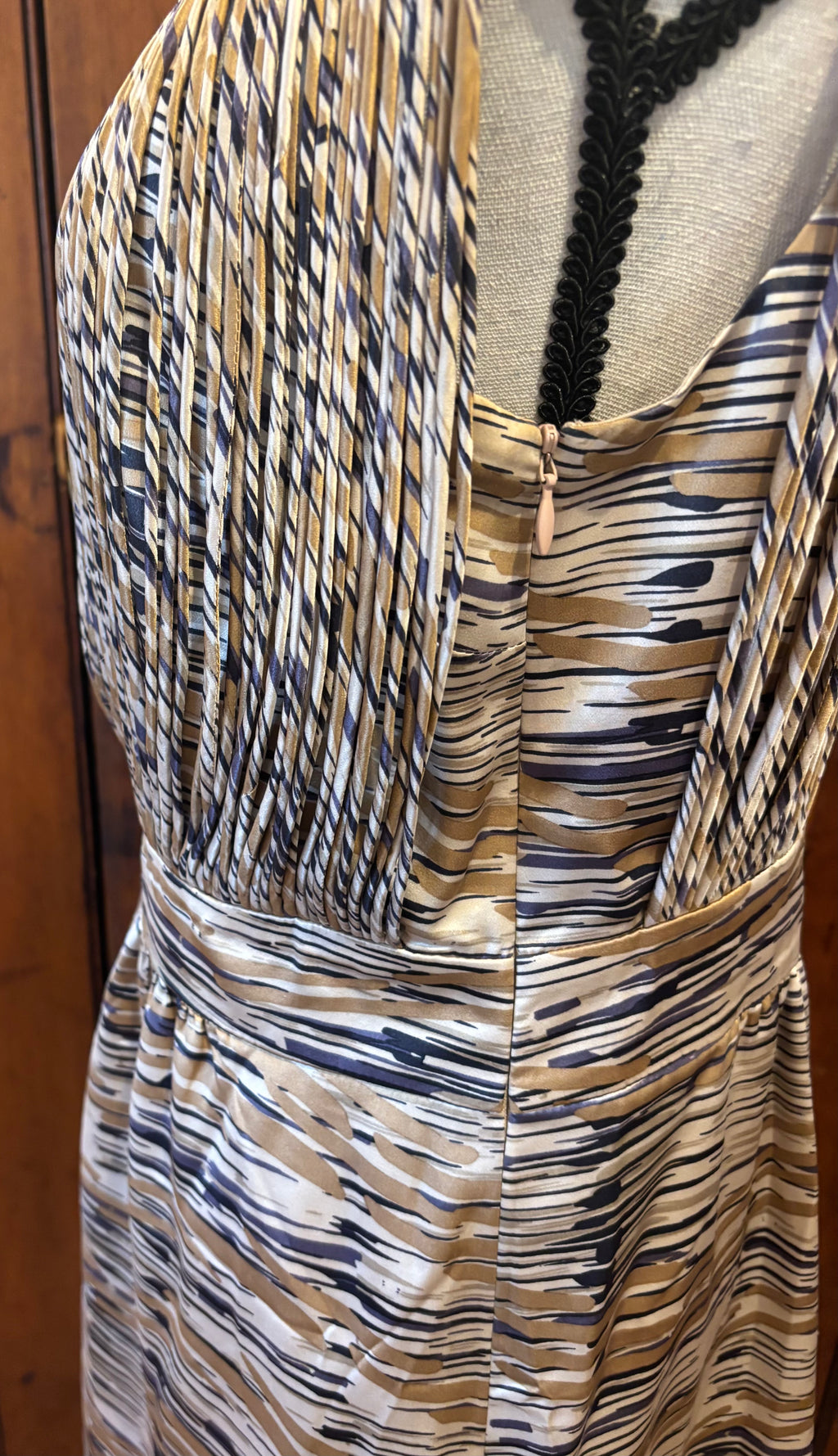 Etcetera multicolor textured sleeveless dress detail close up rich neutral texture depth dimension Sassy and Chic
