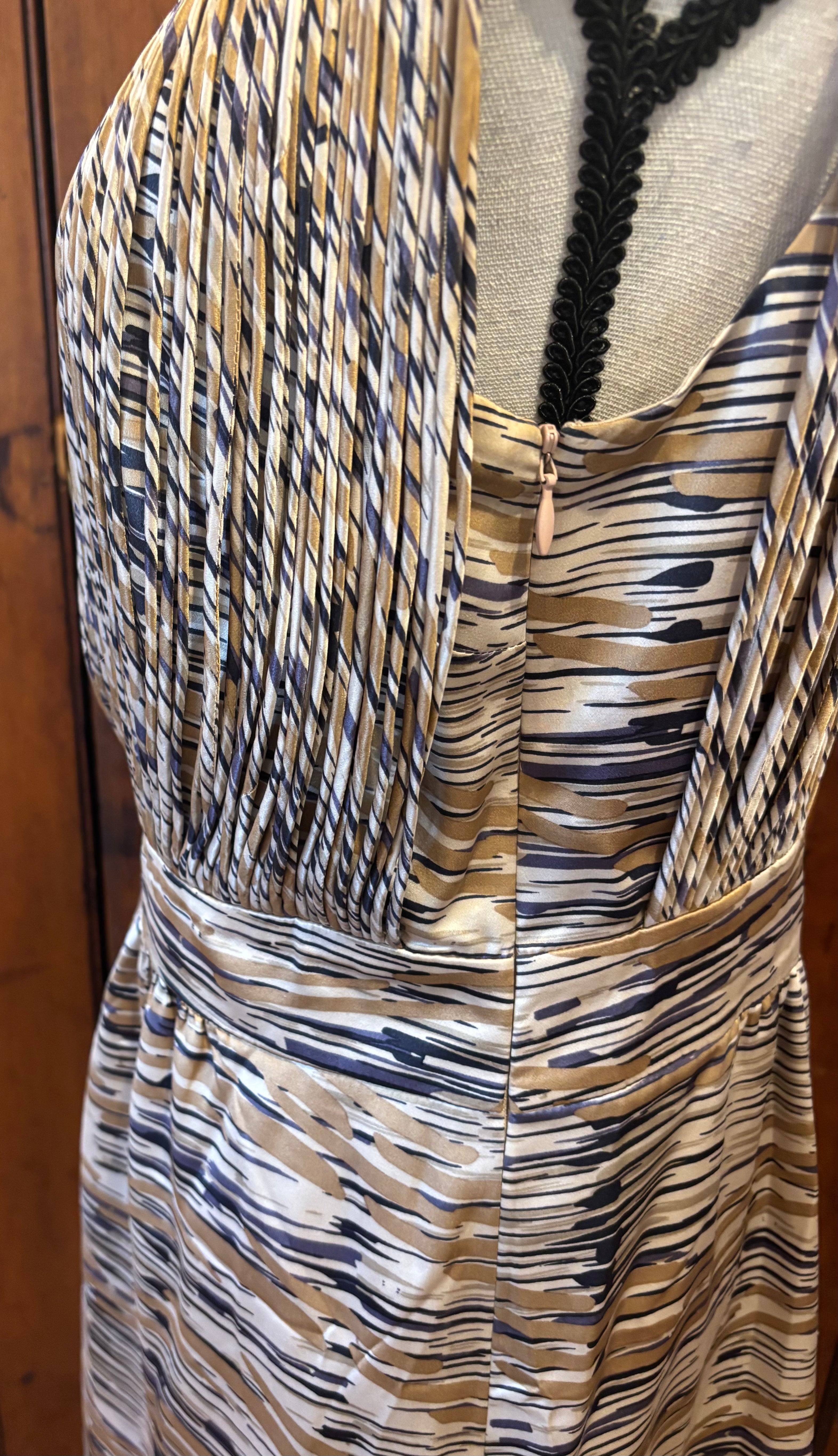 Etcetera multicolor textured sleeveless dress detail close up rich neutral texture depth dimension Sassy and Chic