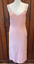 Rag and Bone pink midi dress front view V-neckline thin straps pre-loved designer dresses Sassy and Chic