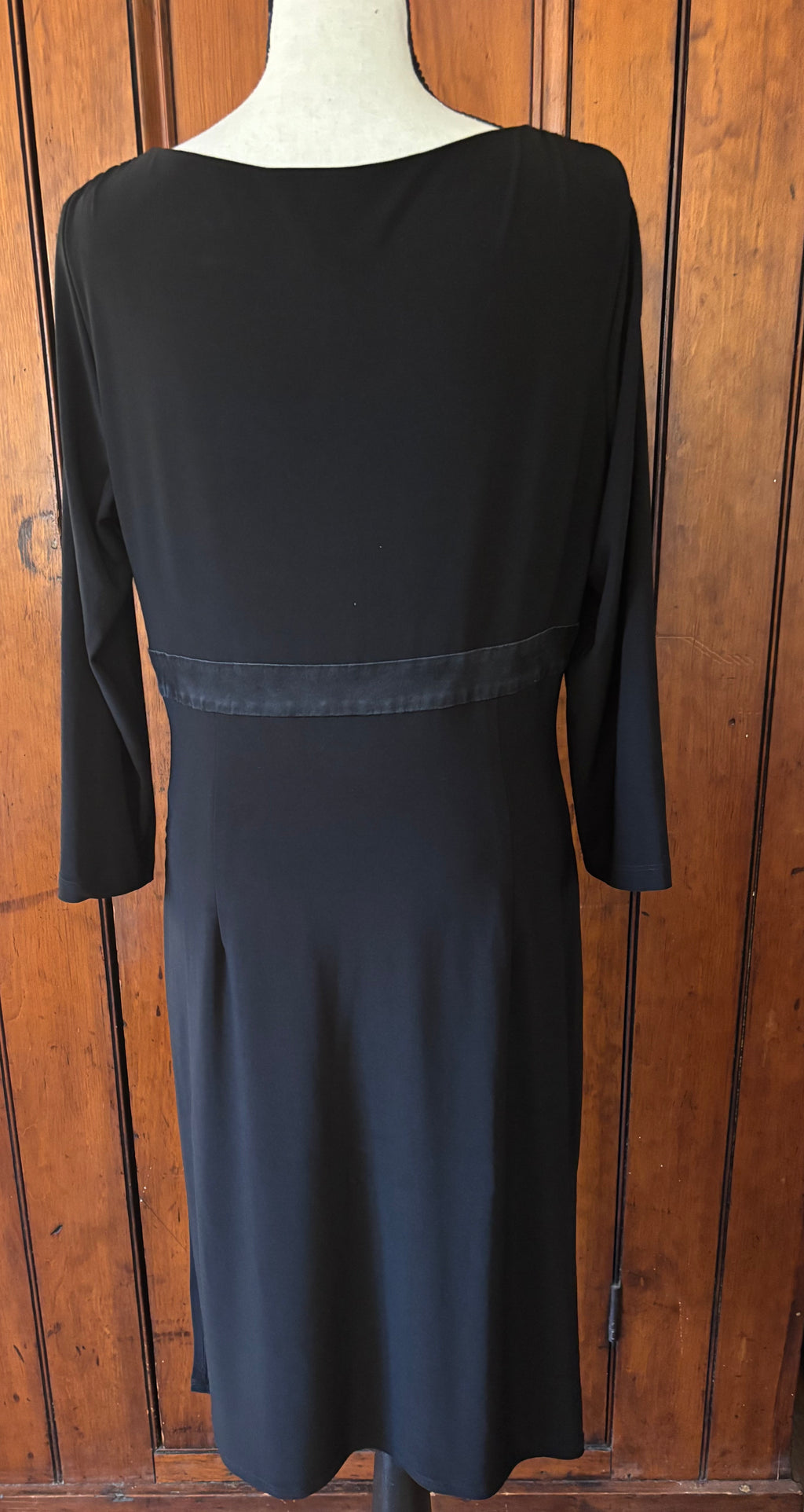 Lauren RL black long sleeve ruched dress back view pre-owned designer cocktail dresses Sassy and Chic