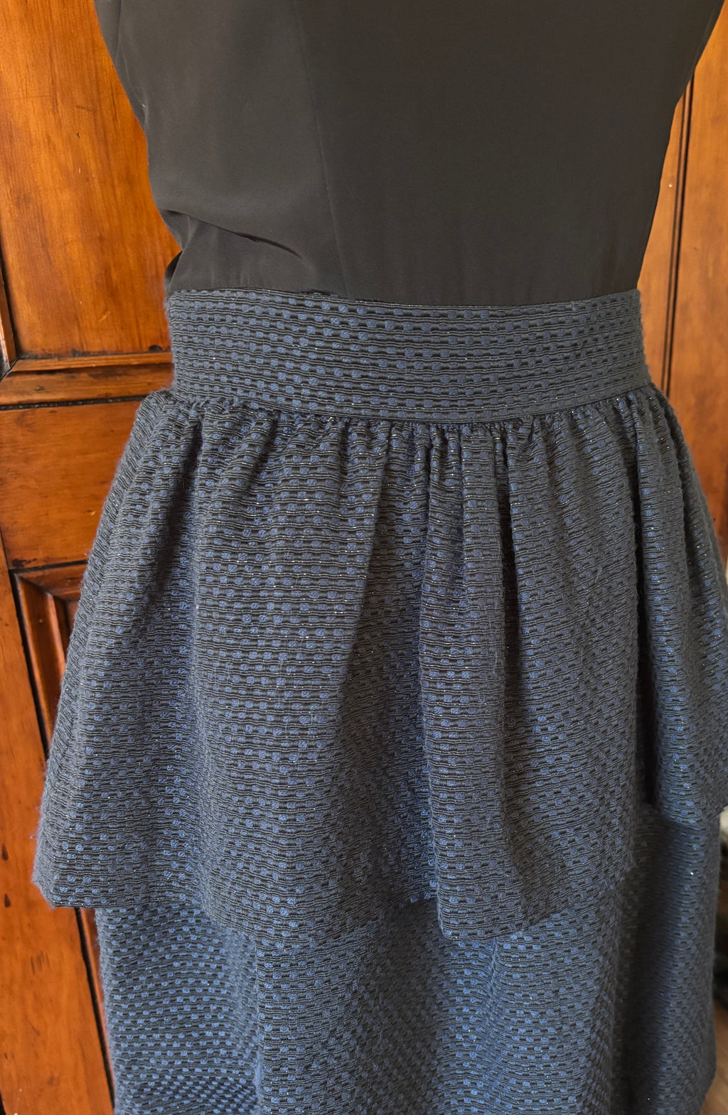 Shoshanna black navy cocktail dress detail close up gorgeous navy ruffles like new Sassy and Chic