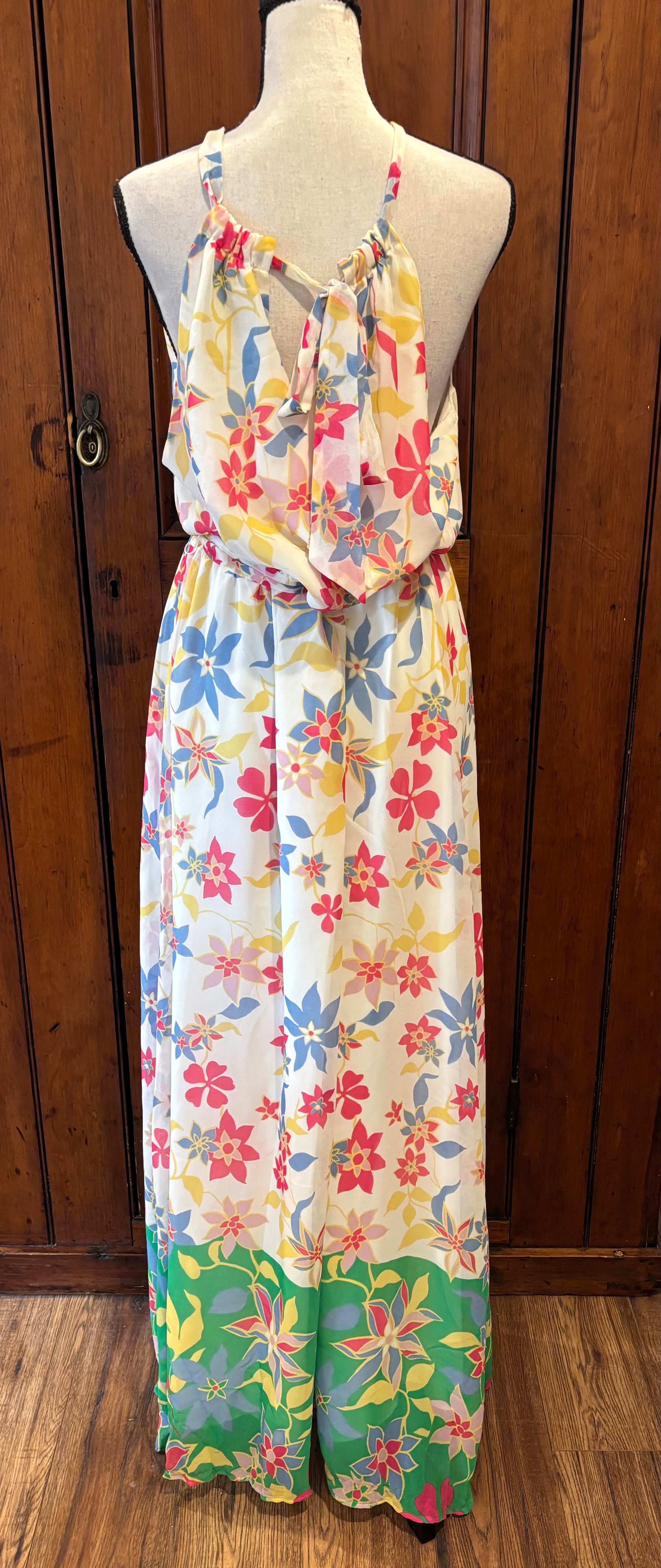 ModCloth multicolor floral maxi dress back view thrifted dresses brand new with tags Sassy and Chic