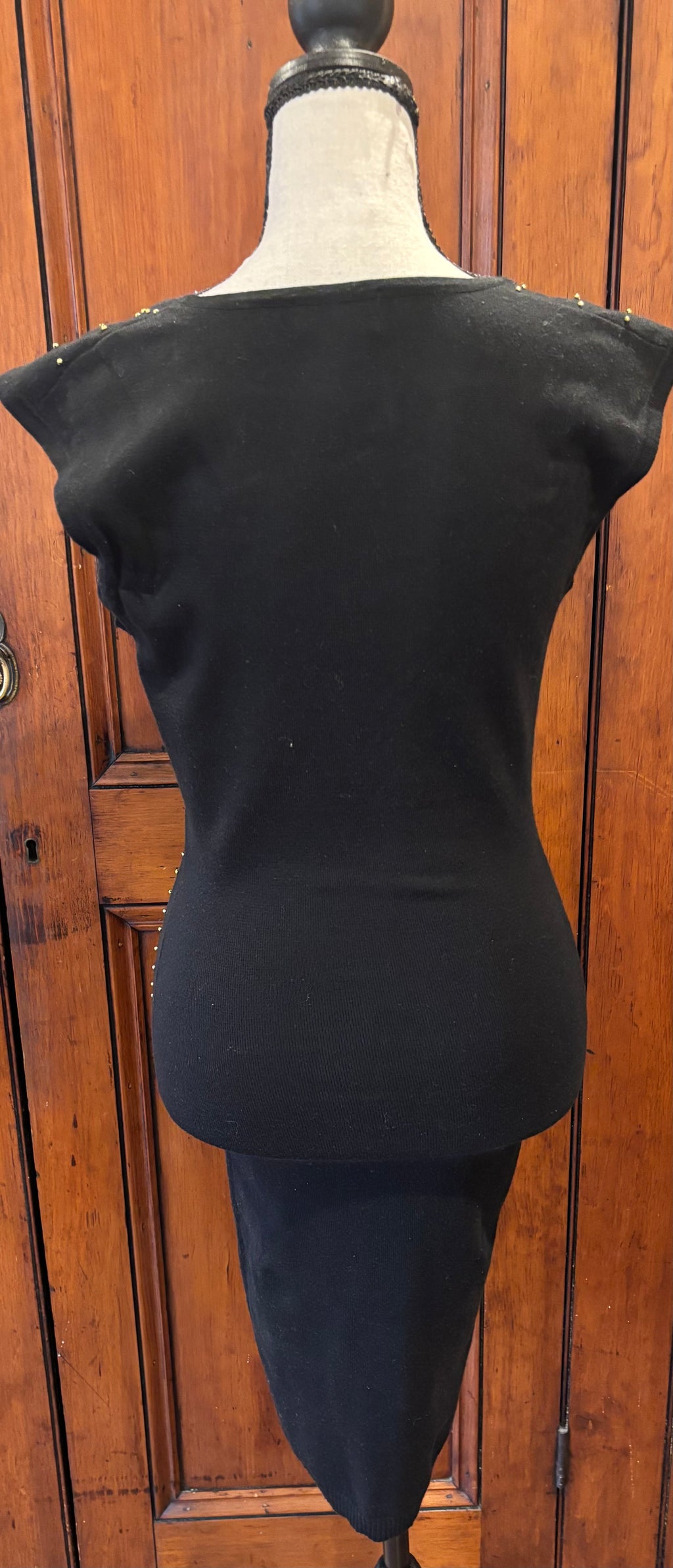 Mateo black gold stud mini dress back view secondhand dresses like new Sassy and Chic