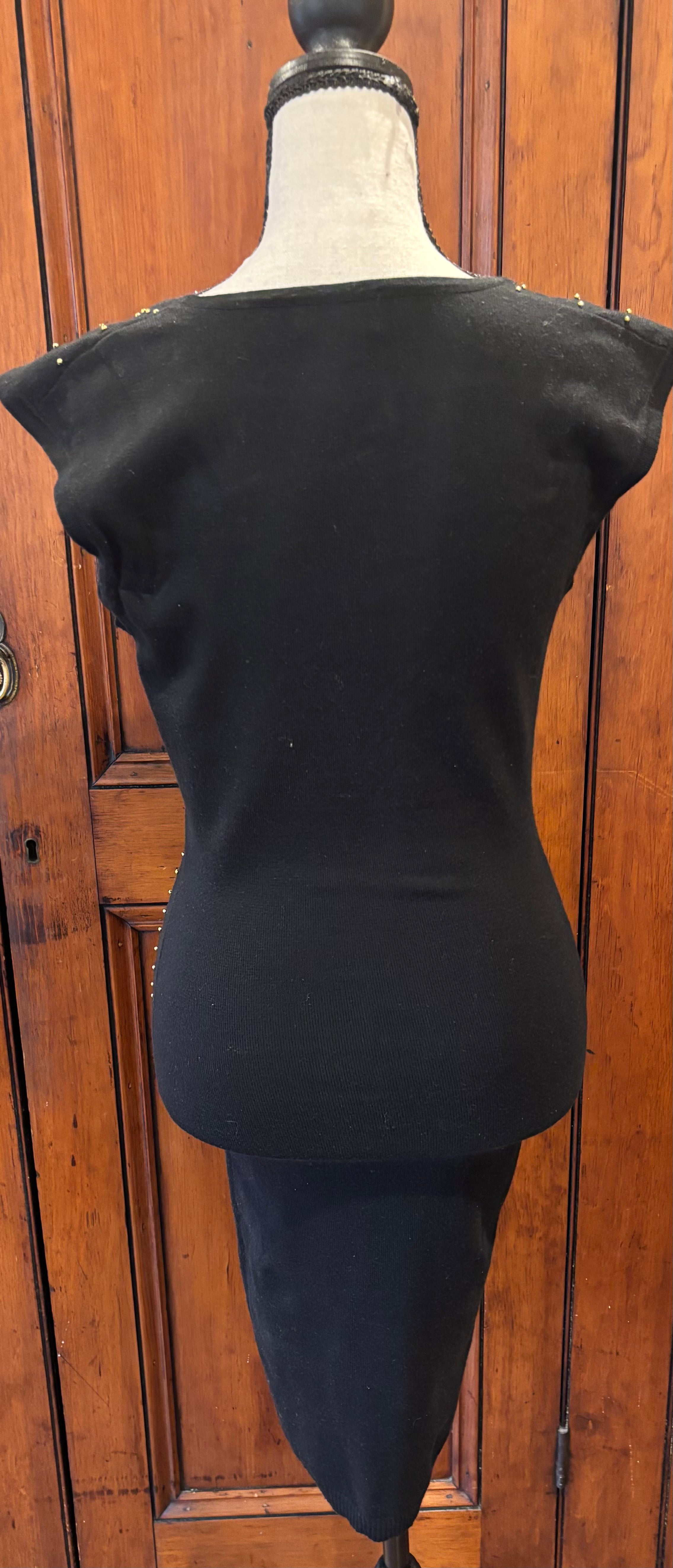 Mateo black gold stud mini dress back view secondhand dresses like new Sassy and Chic