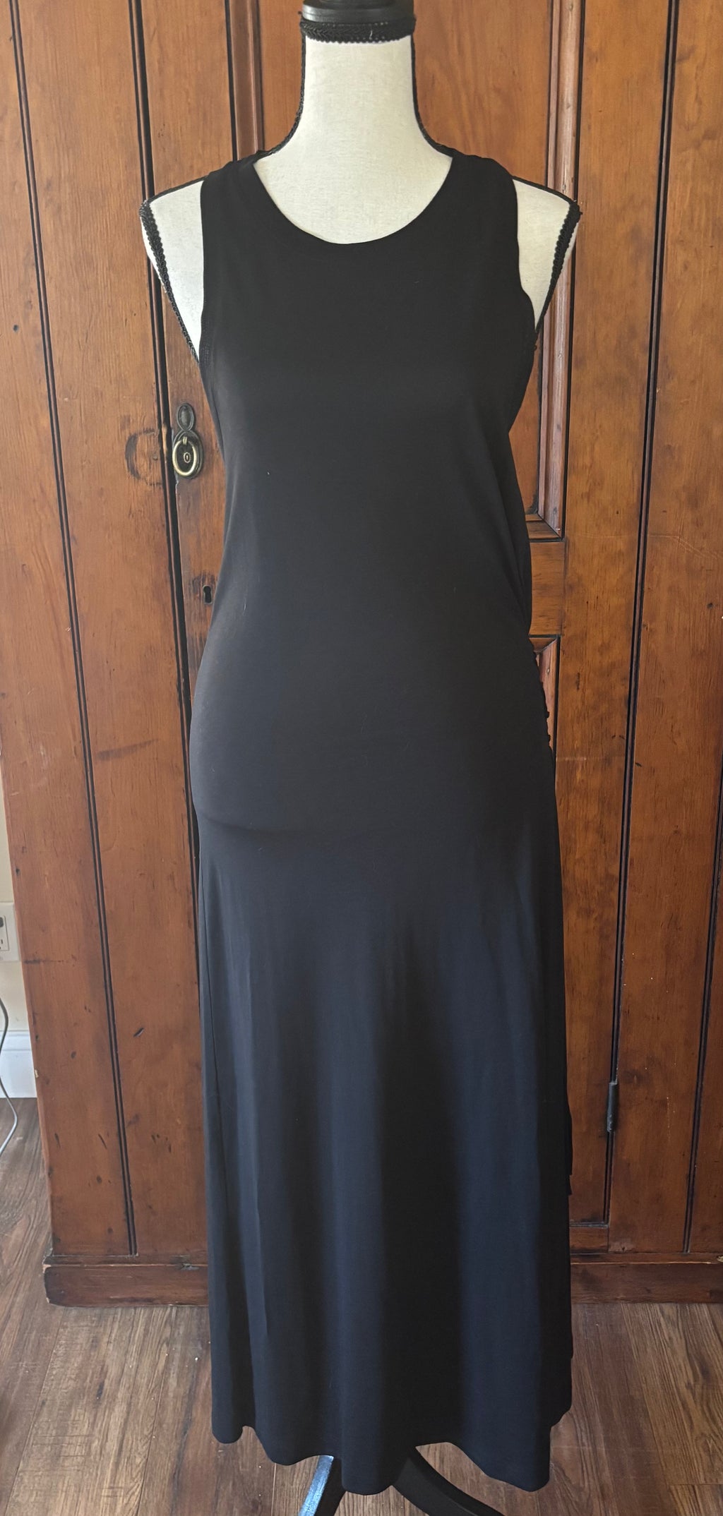 Rag and Bone black sleeveless maxi dress front view dramatic maxi silhouette pre-owned designer dresses Sassy and Chic
