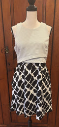Tabitha black white mini dress front view round neckline secondhand like new dresses like new Sassy and Chic