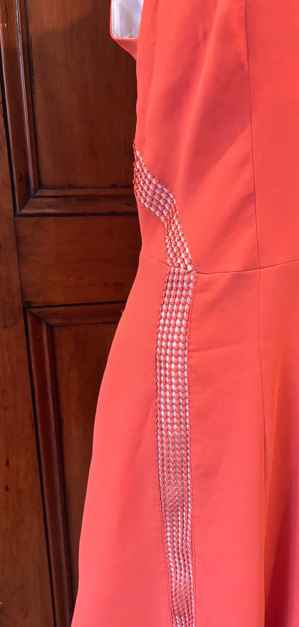 Rag and Bone orange fit and flare dress detail close up beautiful detailing pockets like new Sassy and Chic