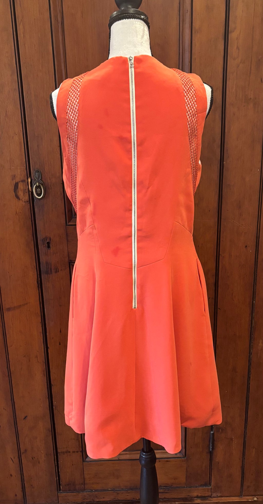 Rag and Bone orange fit and flare dress back view pre-owned designer dresses like new Sassy and Chic