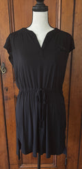 Nicole Miller black short sleeve mini dress front view tie waist secondhand like new dresses Sassy and Chic