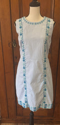Vineyard Vines blue striped sleeveless dress front view round neckline pre-loved dresses Sassy and Chic