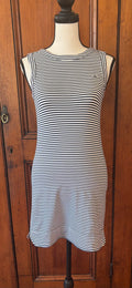 Vineyard Vines striped sleeveless dress front view round neckline pre-loved designer dresses Sassy and Chic